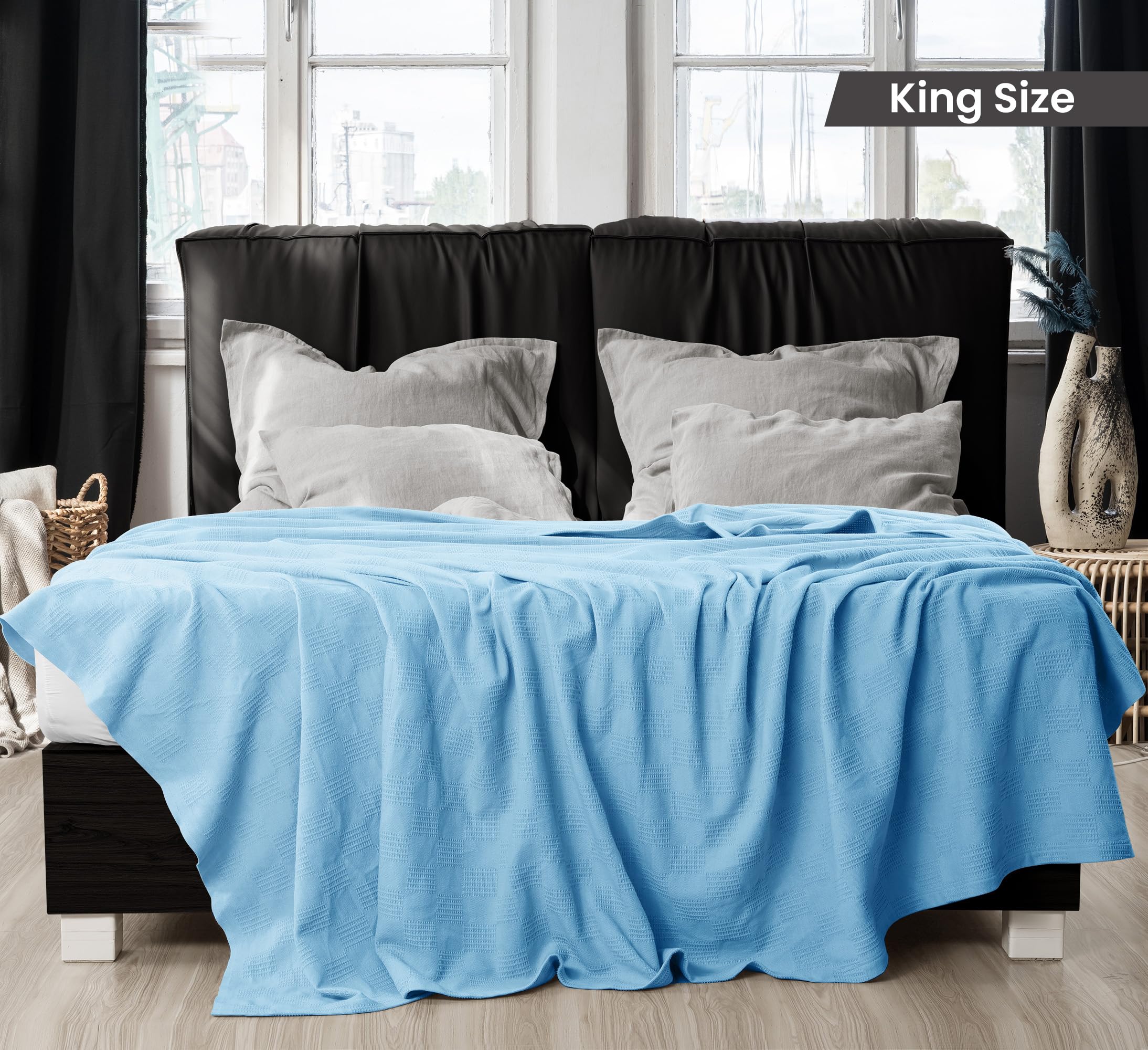 Foto 3 pulgar | Ropa De Cama Blanket Utopia, Color Azul Cielo, 100% Algodón, Tamaño King, 350 G/m² - Venta Internacional.
