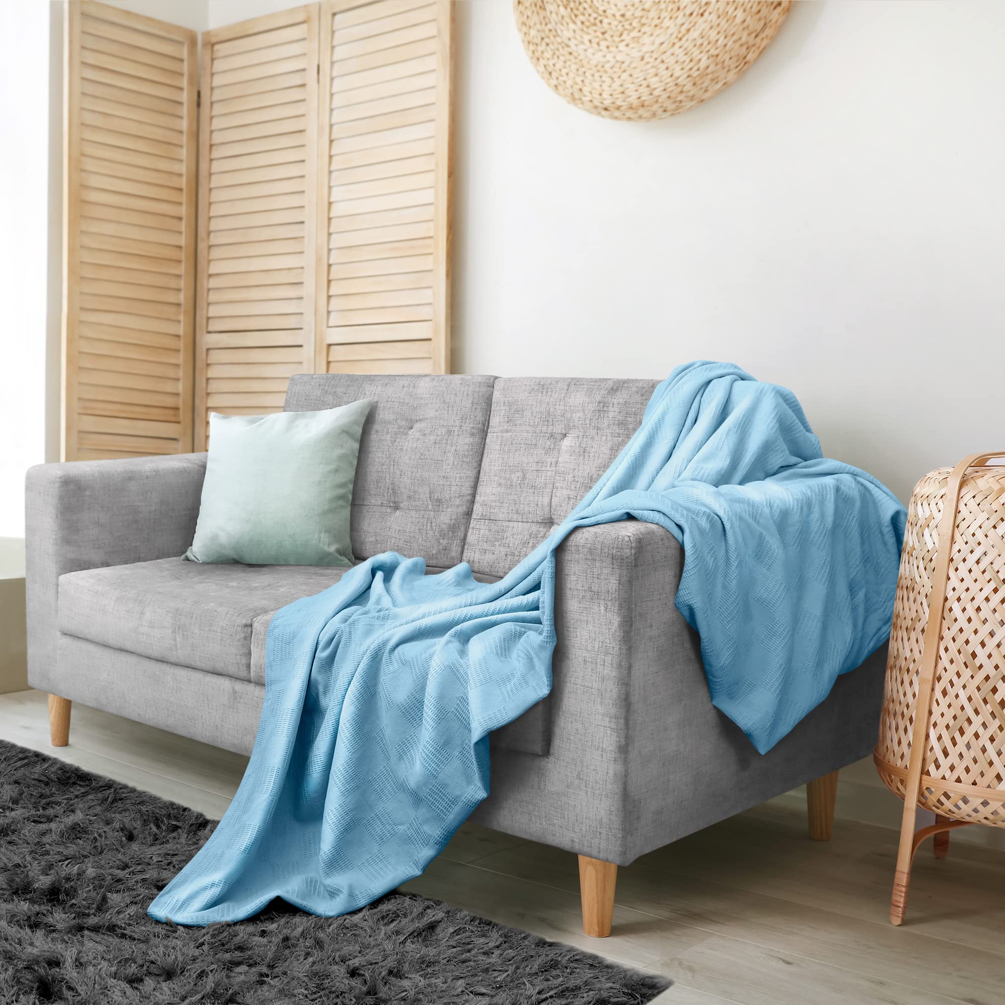 Foto 6 pulgar | Ropa De Cama Blanket Utopia, Color Azul Cielo, 100% Algodón, Tamaño King, 350 G/m² - Venta Internacional.