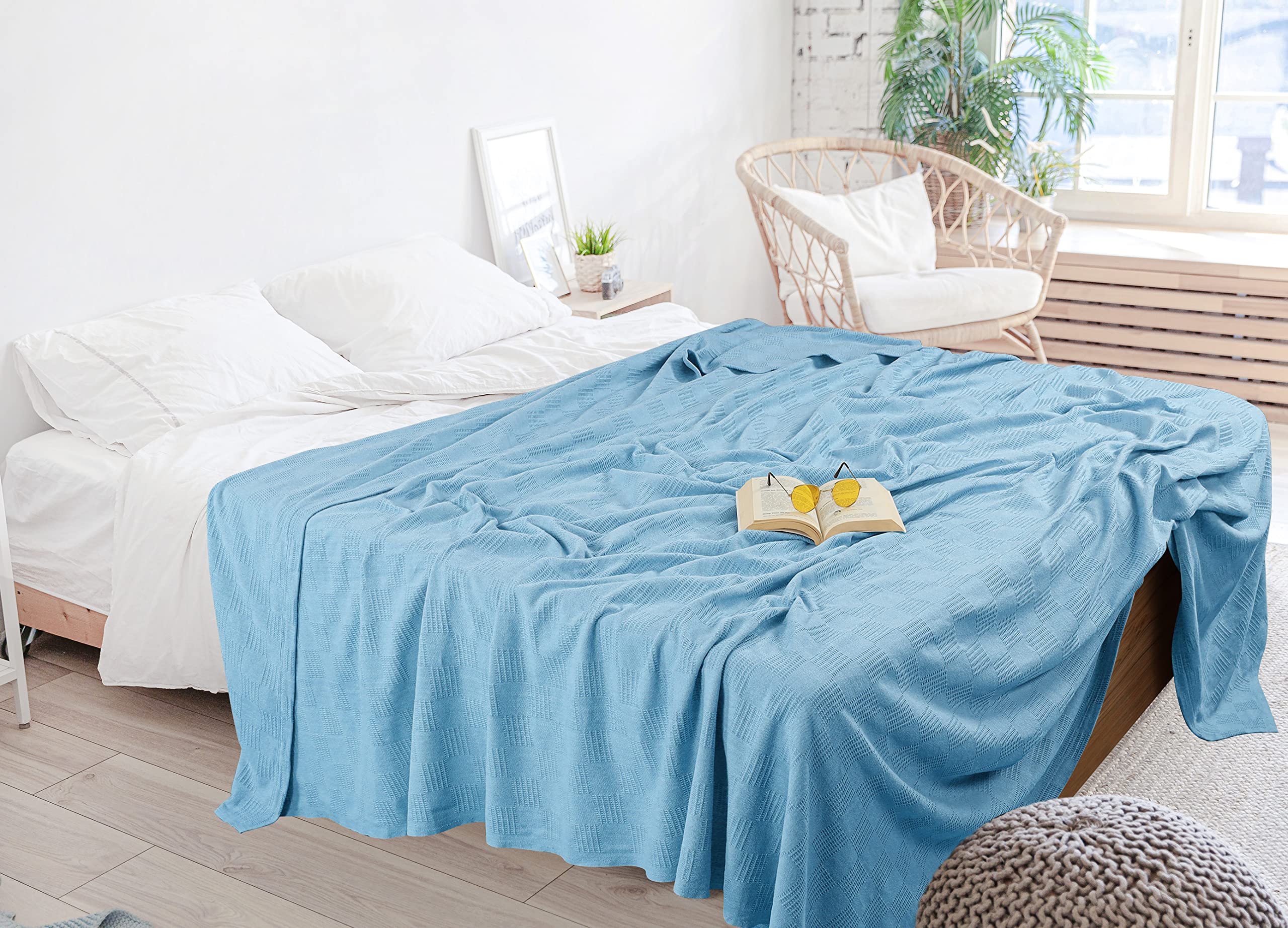 Foto 8 pulgar | Ropa De Cama Blanket Utopia, Color Azul Cielo, 100% Algodón, Tamaño King, 350 G/m² - Venta Internacional.