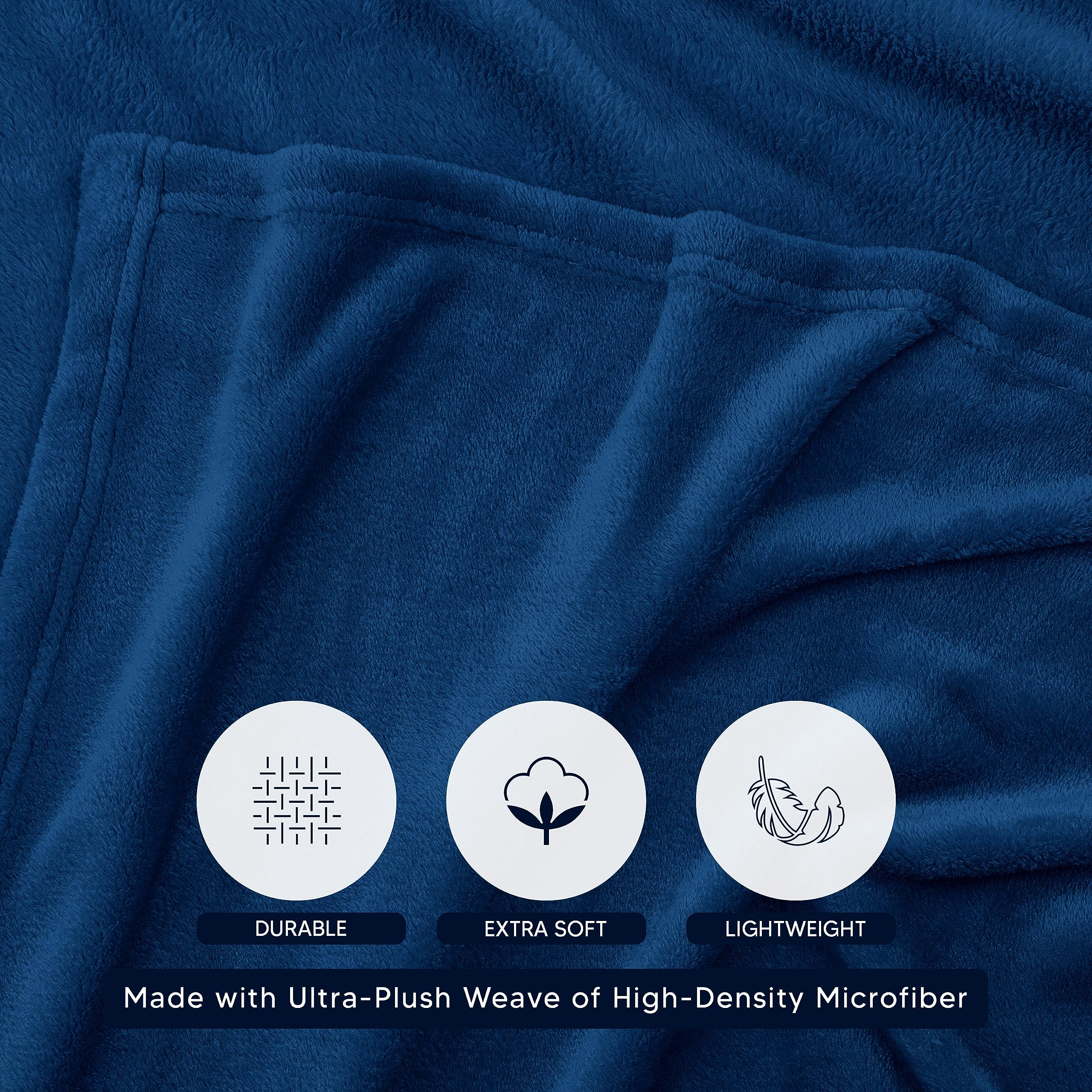 Foto 3 | Blanket Utopia Bedding De Forro Polar Azul Marino, Tamaño Doble 150 X 230 Cm - Venta Internacional.