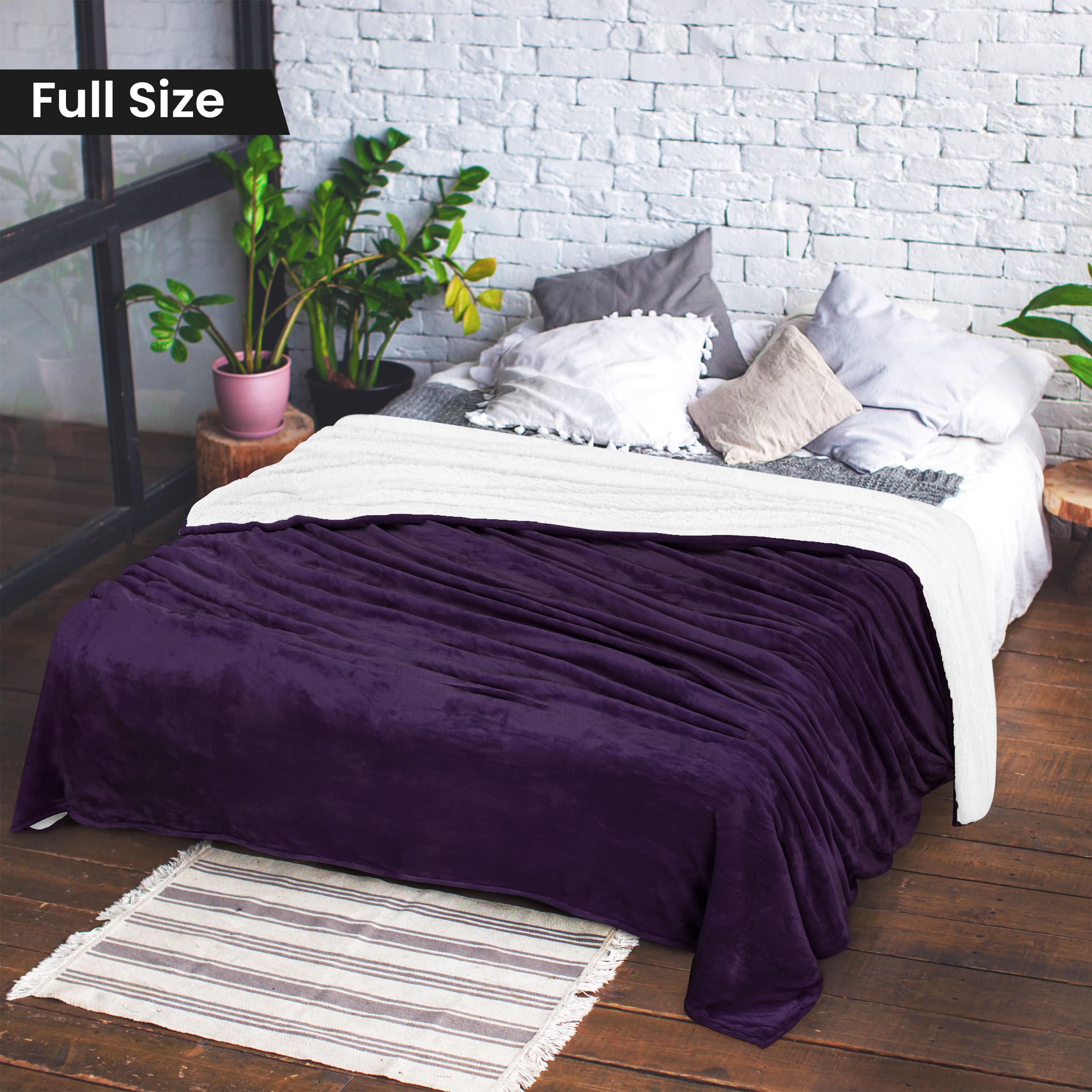 Foto 3 pulgar | Blanket Utopia Bedding Sherpa, Tamaño Completo, Color Ciruela, 228 X 213 Cm - Venta Internacional.