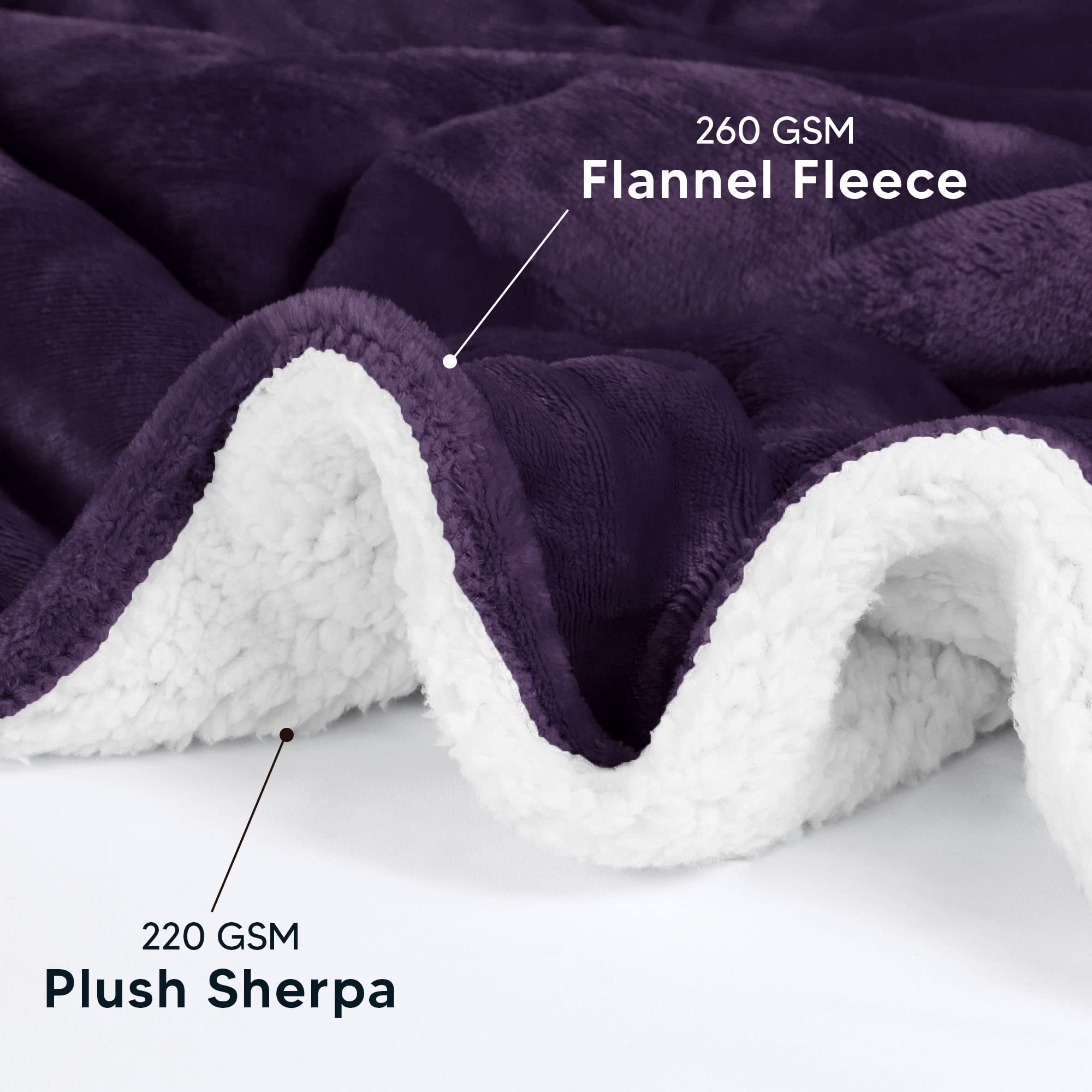 Foto 4 pulgar | Blanket Utopia Bedding Sherpa, Tamaño Completo, Color Ciruela, 228 X 213 Cm - Venta Internacional.