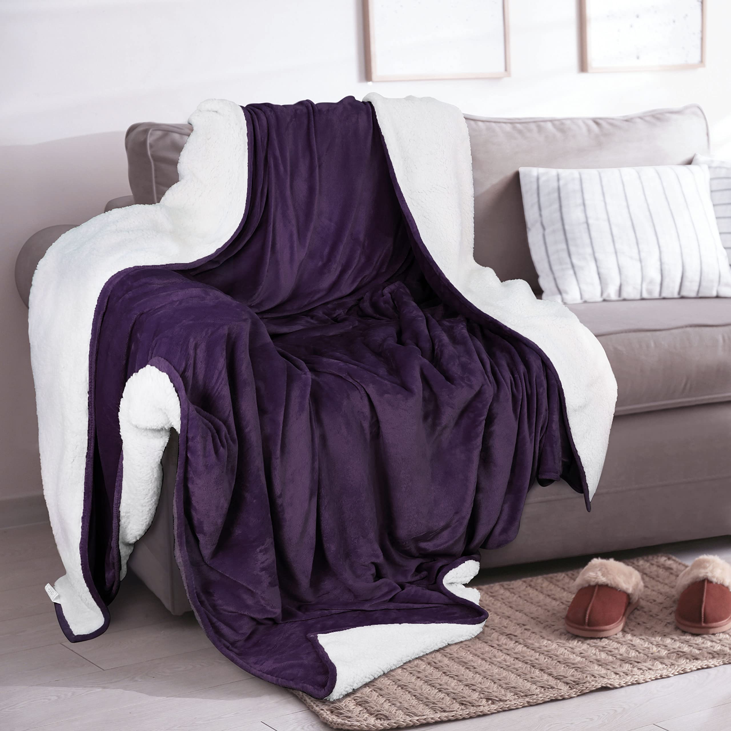 Foto 6 pulgar | Blanket Utopia Bedding Sherpa, Tamaño Completo, Color Ciruela, 228 X 213 Cm - Venta Internacional.