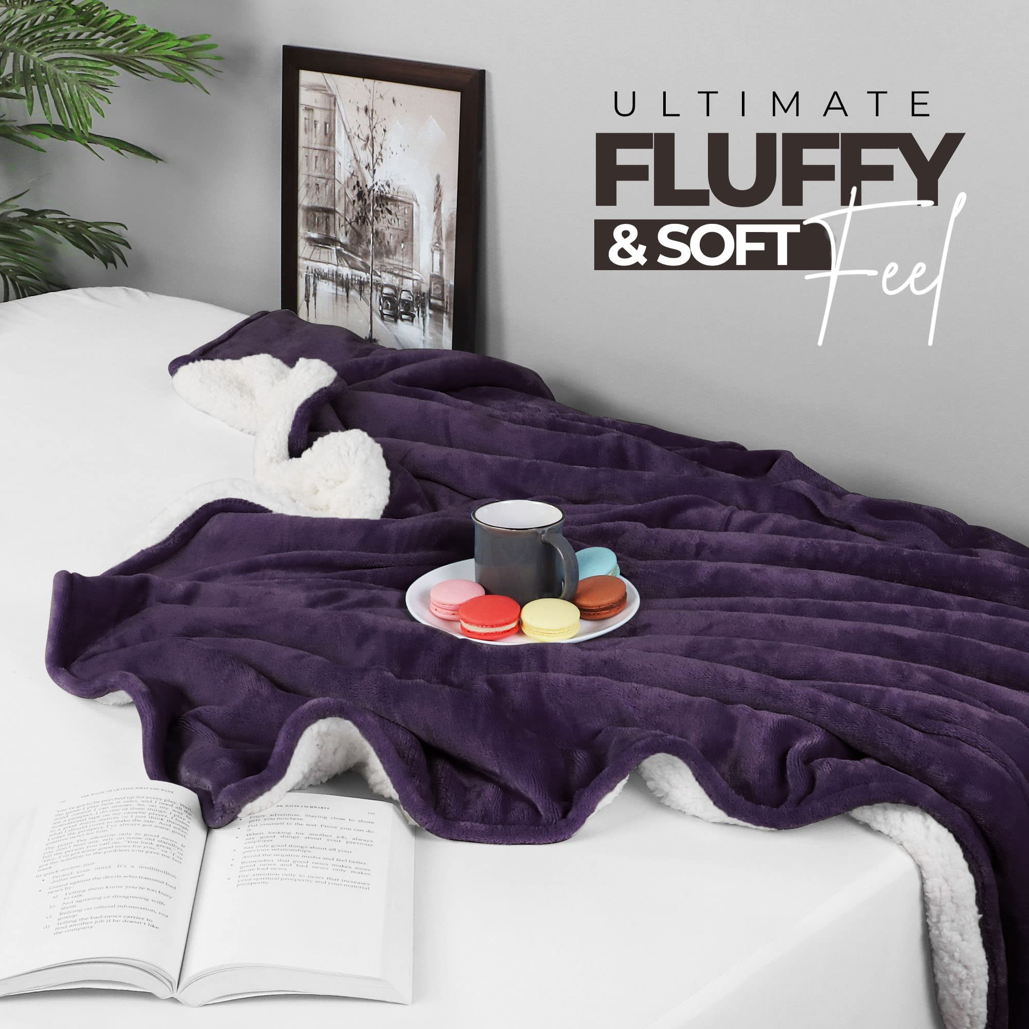 Foto 7 pulgar | Blanket Utopia Bedding Sherpa, Tamaño Completo, Color Ciruela, 228 X 213 Cm - Venta Internacional.