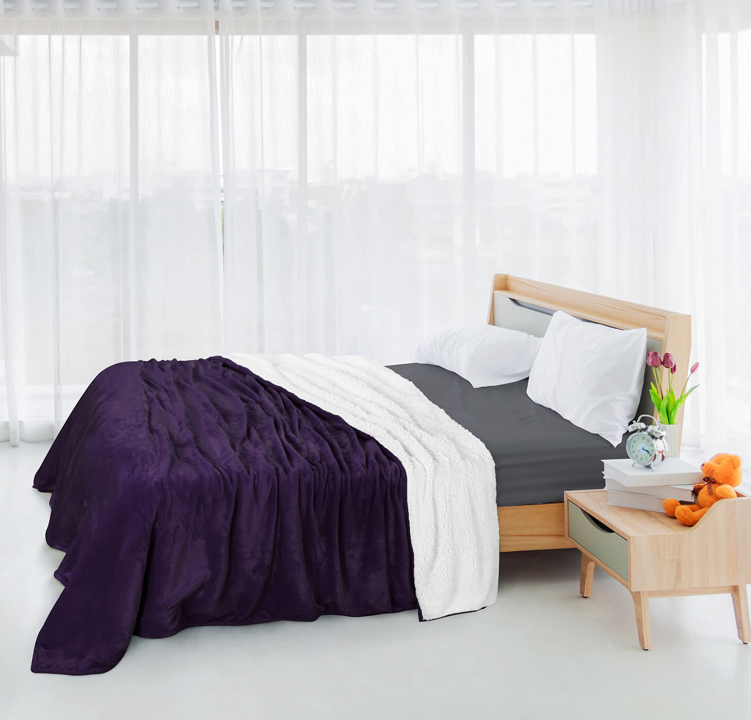 Foto 8 pulgar | Blanket Utopia Bedding Sherpa, Tamaño Completo, Color Ciruela, 228 X 213 Cm - Venta Internacional.