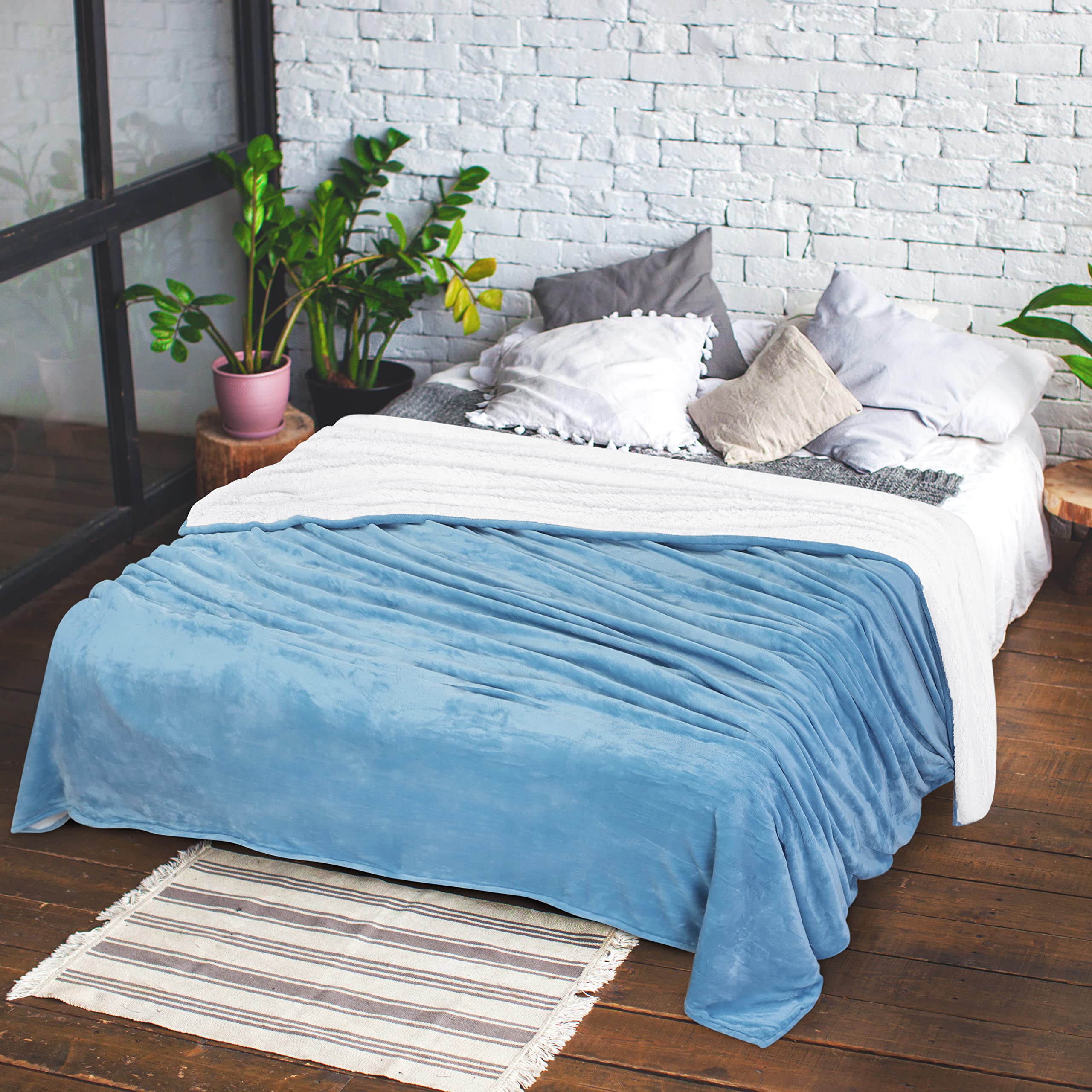 Foto 3 pulgar | Manta Utopia Bedding Sherpa King Size, Color Azul Lavado, 230 X 260 Cm - Venta Internacional.