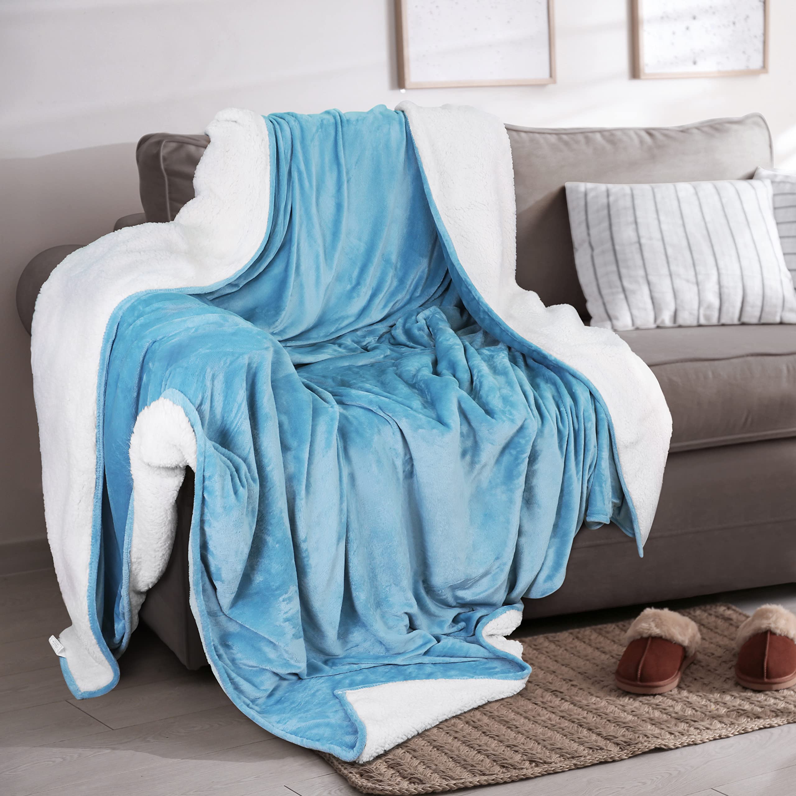Foto 6 pulgar | Manta Utopia Bedding Sherpa King Size, Color Azul Lavado, 230 X 260 Cm - Venta Internacional.