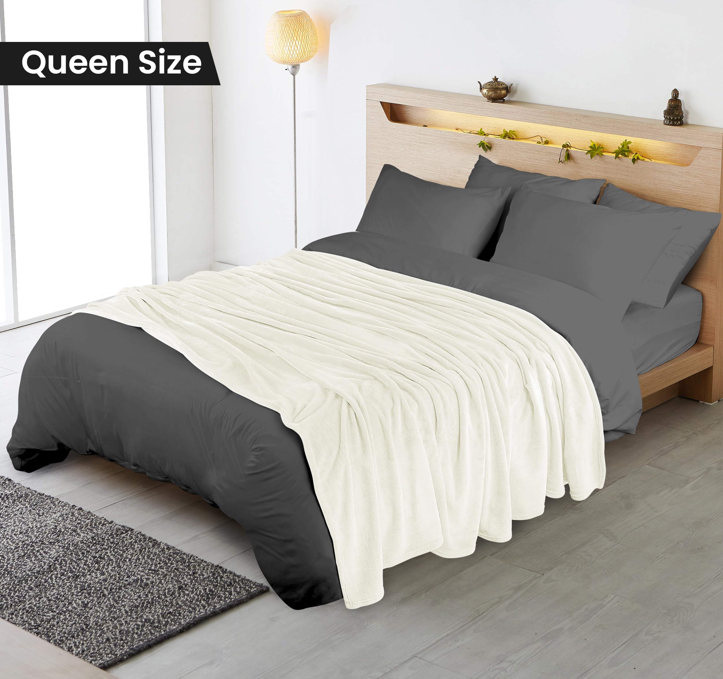 Foto 3 pulgar | Blanket Utopia Bedding, Forro Polar De Franela, Color Marfil, Tamaño Queen, 230 X 230 Cm - Venta Internacional.