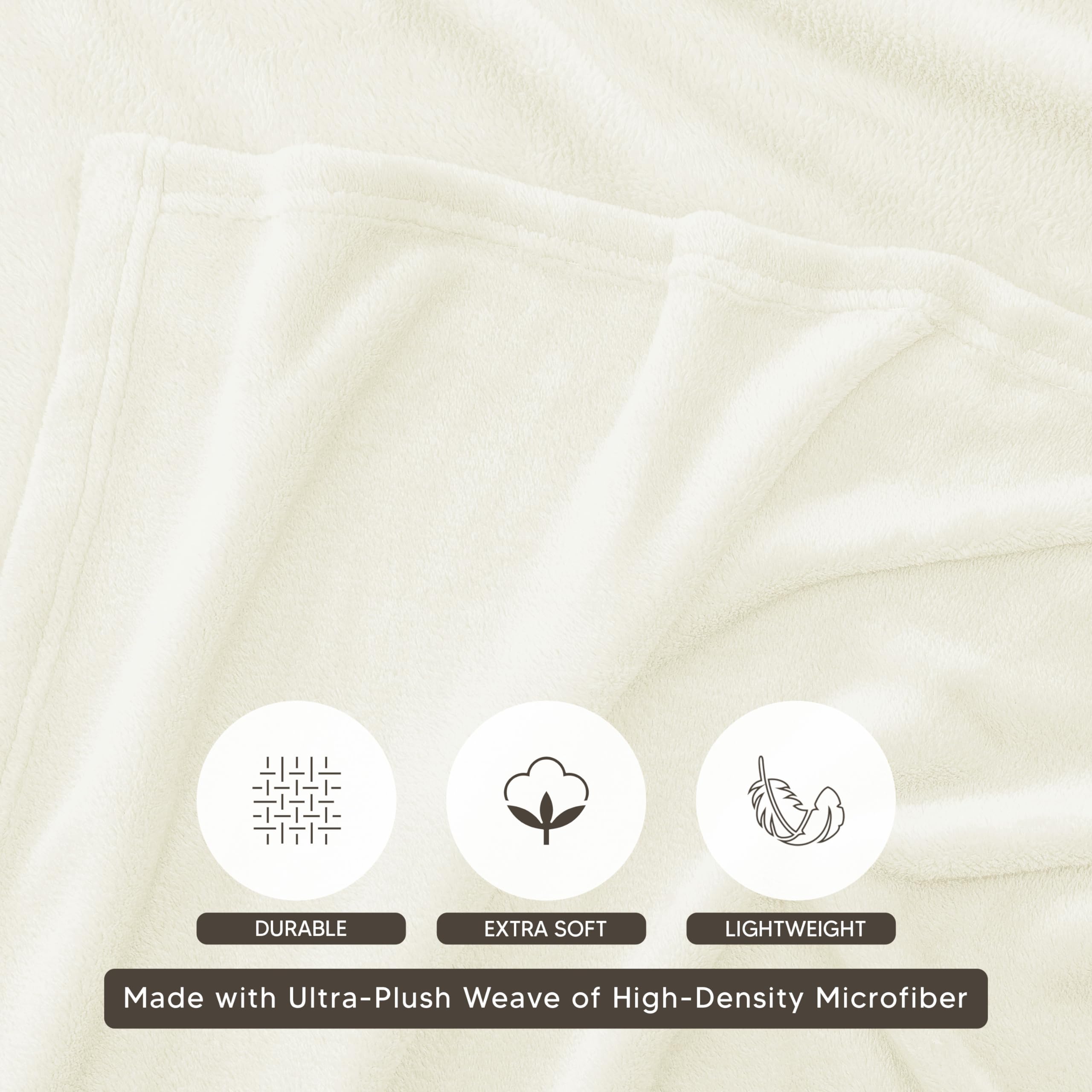 Foto 4 pulgar | Blanket Utopia Bedding, Forro Polar De Franela, Color Marfil, Tamaño Queen, 230 X 230 Cm - Venta Internacional.