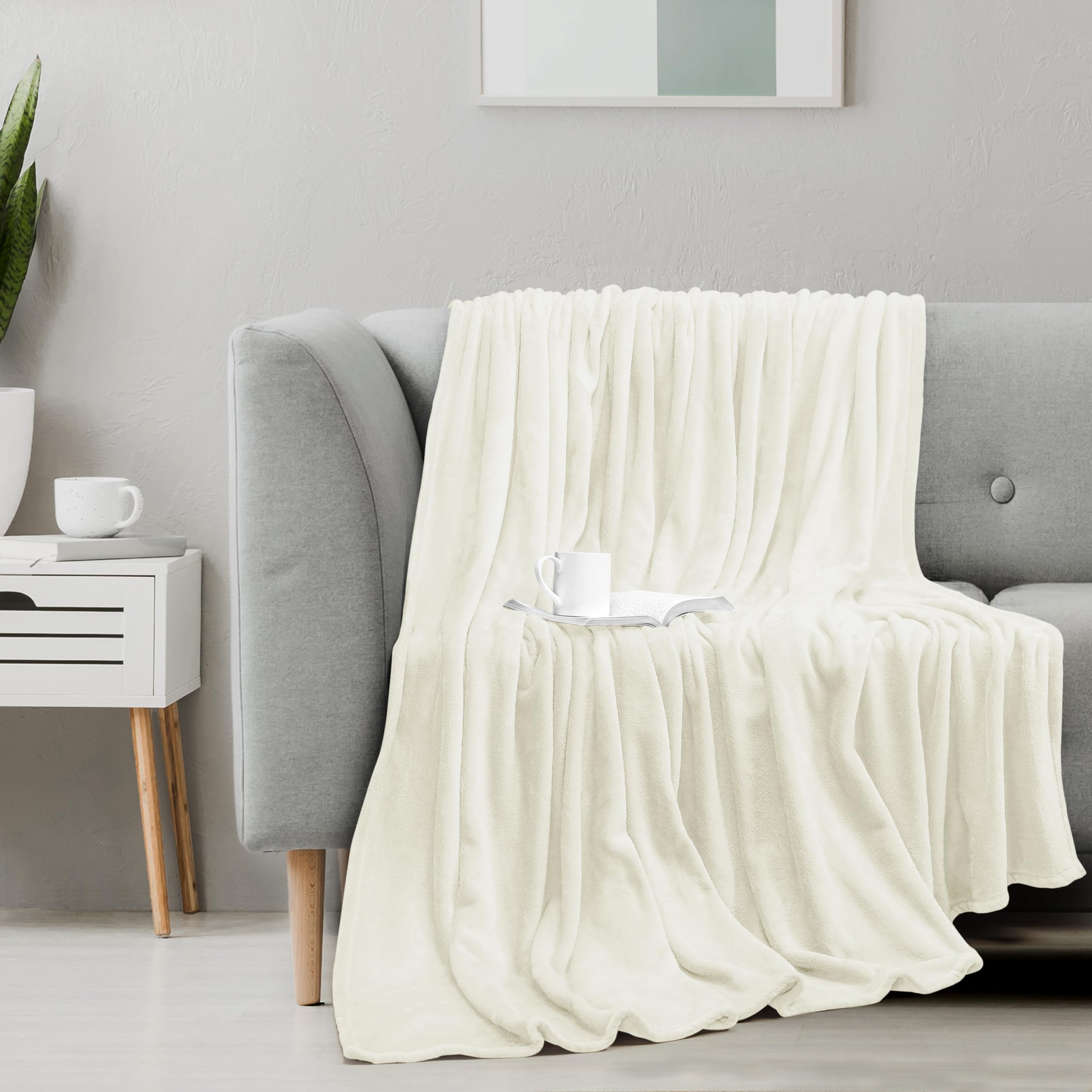 Foto 7 pulgar | Blanket Utopia Bedding, Forro Polar De Franela, Color Marfil, Tamaño Queen, 230 X 230 Cm - Venta Internacional.