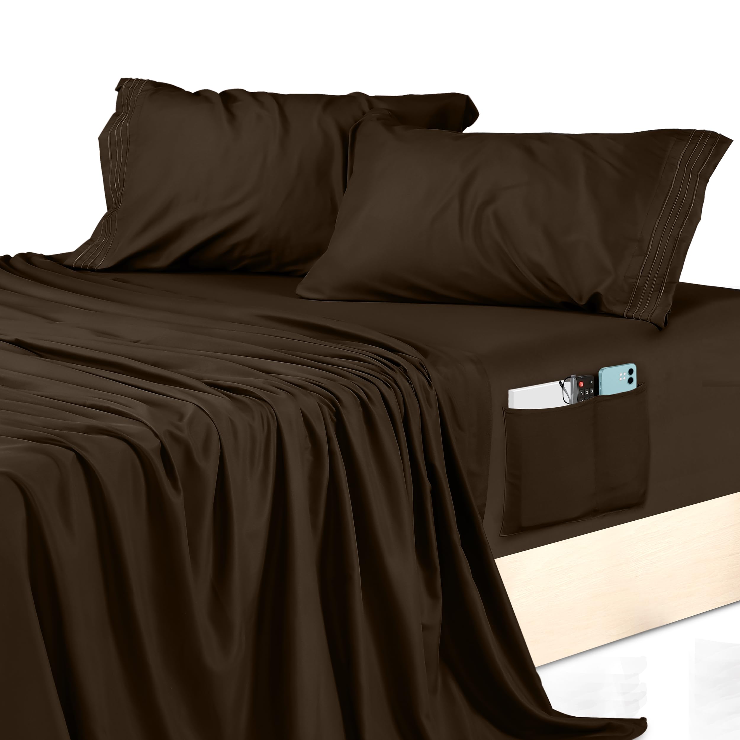 Foto 1 | Juego De Sábanas Utopia Bedding Queen, 4 Piezas, Microfibra, Color Marrón - Venta Internacional.