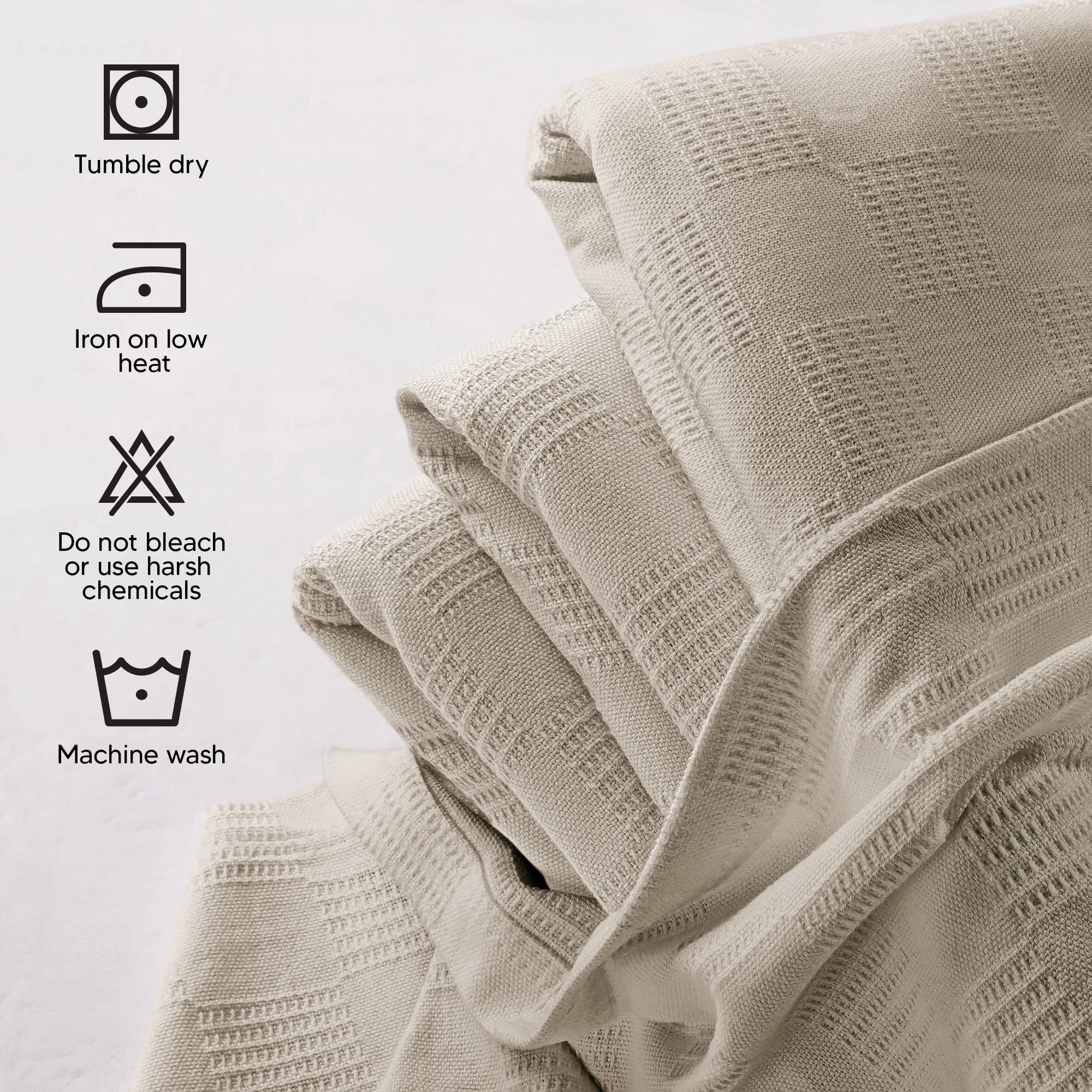 Foto 7 pulgar | Ropa De Cama Blanket Utopia, Color Caqui, 100% Algodón, Tamaño Completo, 220 X 210 Cm - Venta Internacional.