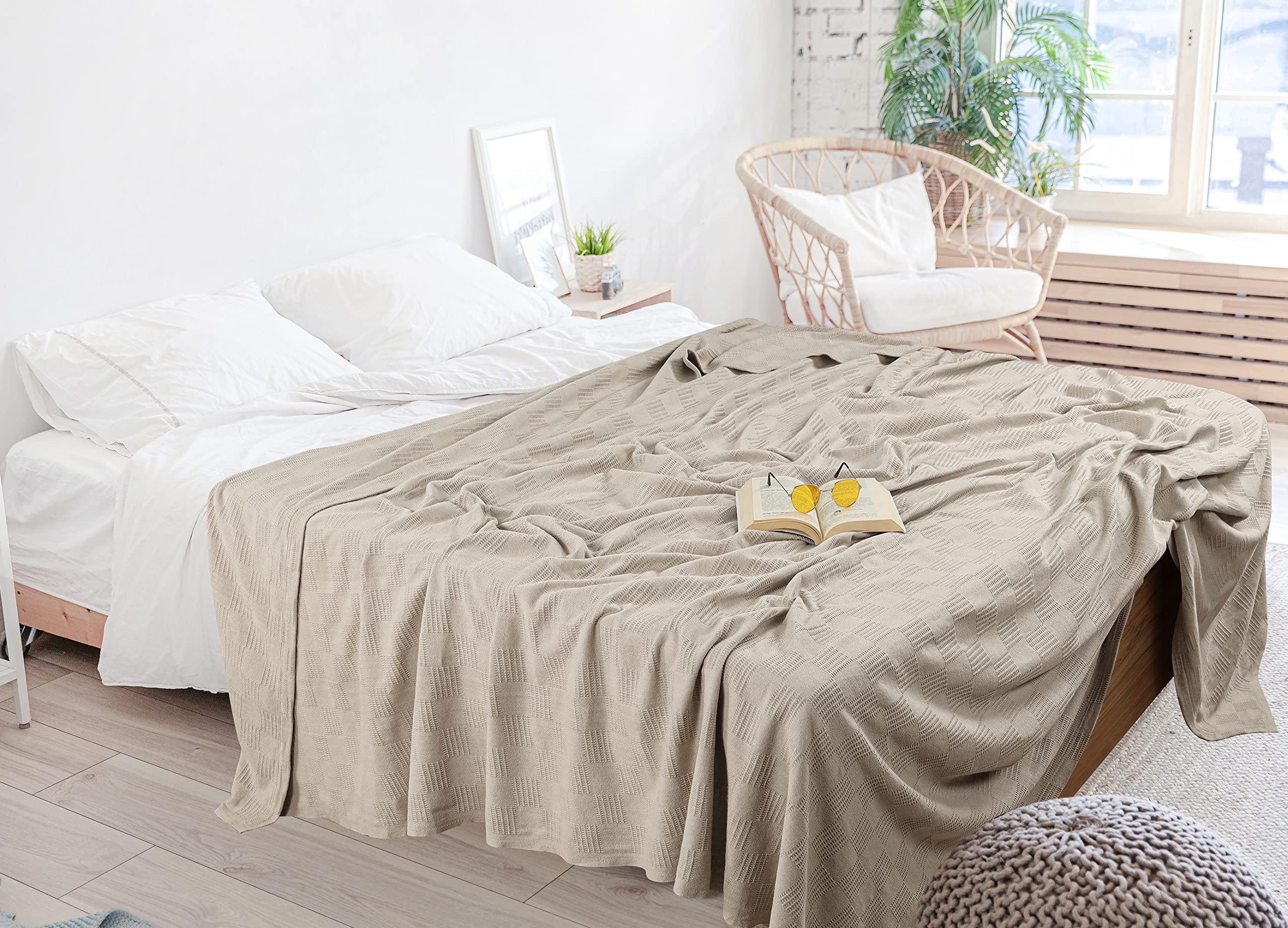 Foto 8 pulgar | Ropa De Cama Blanket Utopia, Color Caqui, 100% Algodón, Tamaño Completo, 220 X 210 Cm - Venta Internacional.