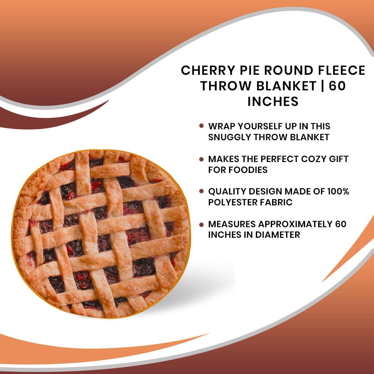 Foto 8 pulgar | Manta Redonda Toynk Cherry Pie de Forro Polar 150 cm - Venta Internacional