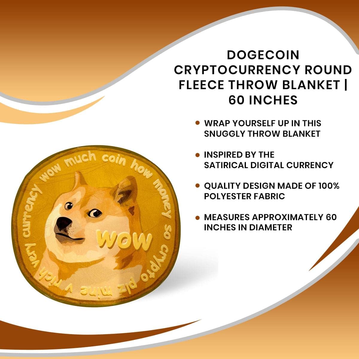 Foto 7 | Cobija Polar Toynk Dogecoin Criptomoneda 150 cm - Venta Internacional