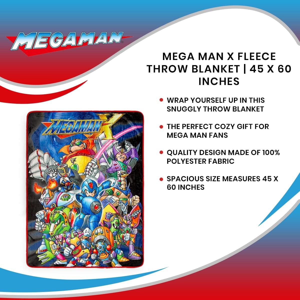 Foto 7 | Manta de Forro Polar Toynk Mega Man X Poliéster 114 X 152 cm - Venta Internacional