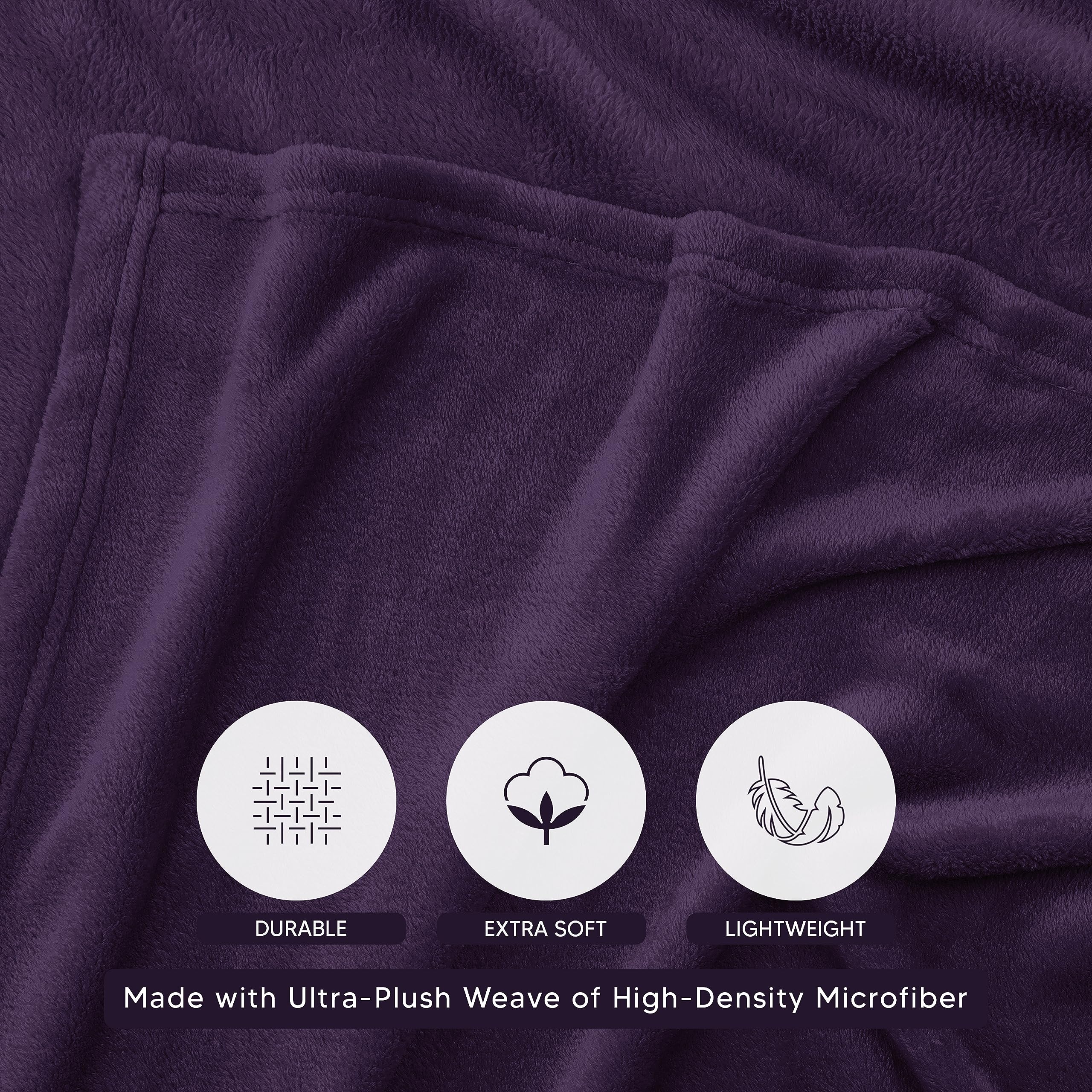 Foto 4 pulgar | Cobija Utopia Bedding Forro Polar de Franela Púrpura Queen Size 230 x 230 cm - Venta Internacional