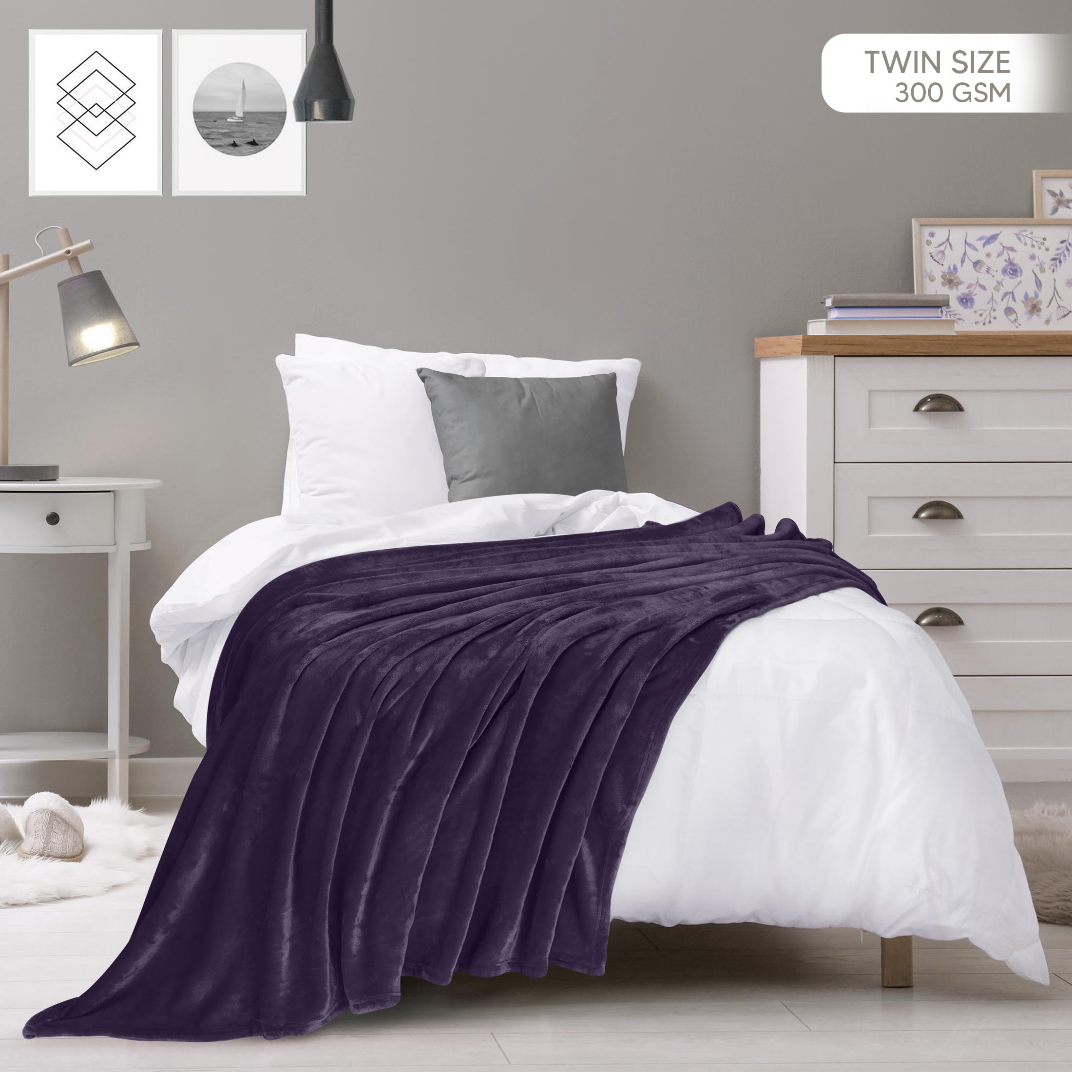 Foto 3 pulgar | Cobija Blanket Utopia Polar Doblen Morado - Venta Internacional