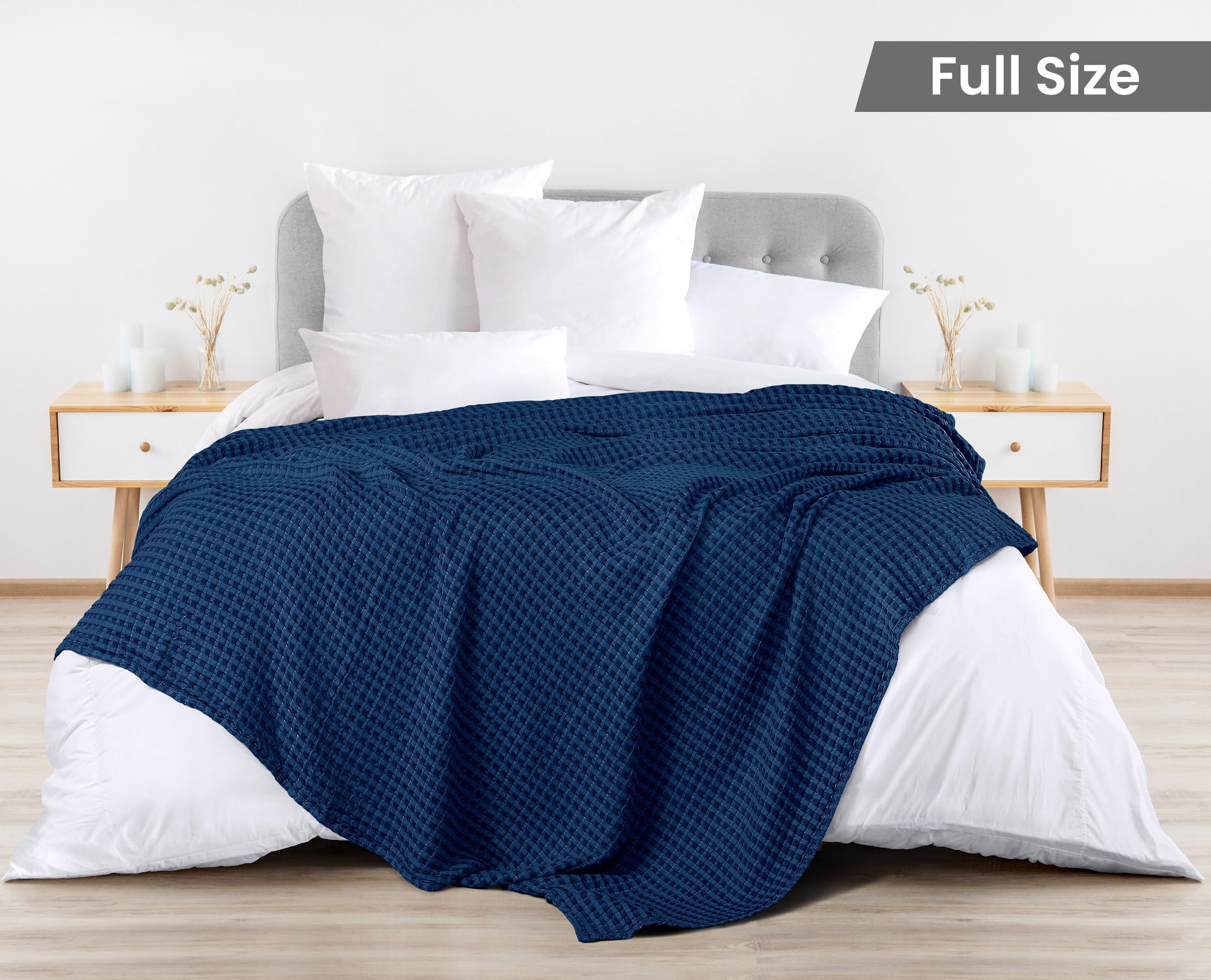 Foto 2 | Cobija GofremAlgodón Azul Marino Completo - Venta Internacional