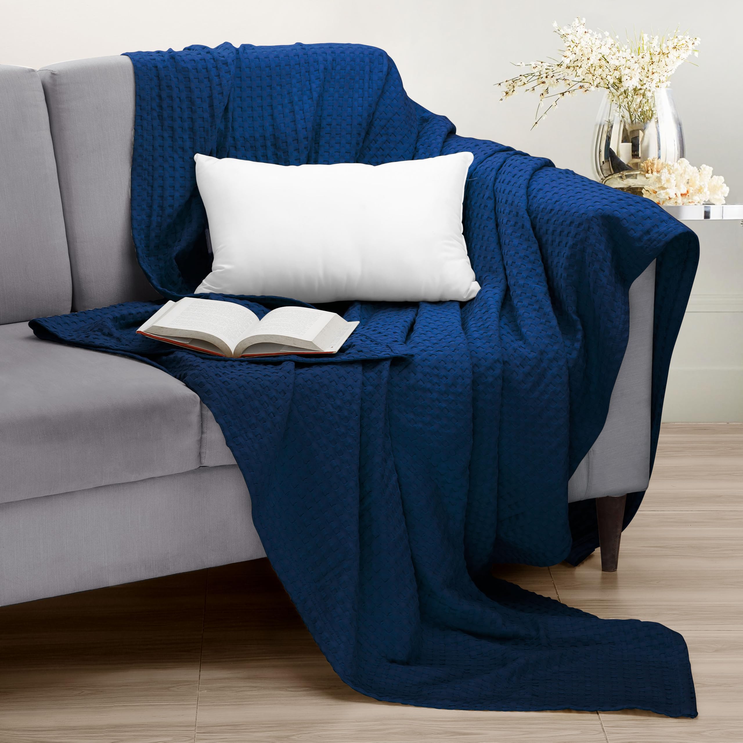 Foto 5 | Cobija GofremAlgodón Azul Marino Completo - Venta Internacional