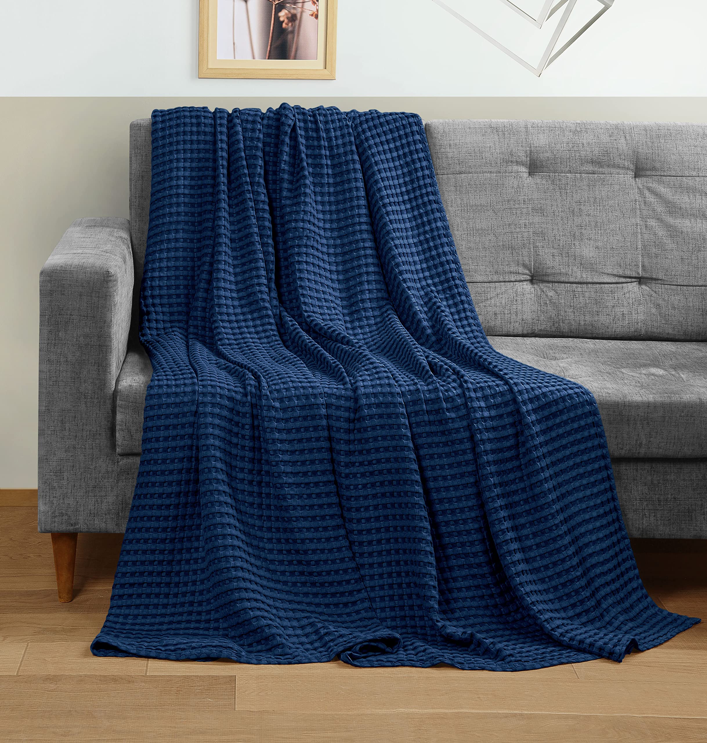 Foto 7 | Cobija GofremAlgodón Azul Marino Completo - Venta Internacional