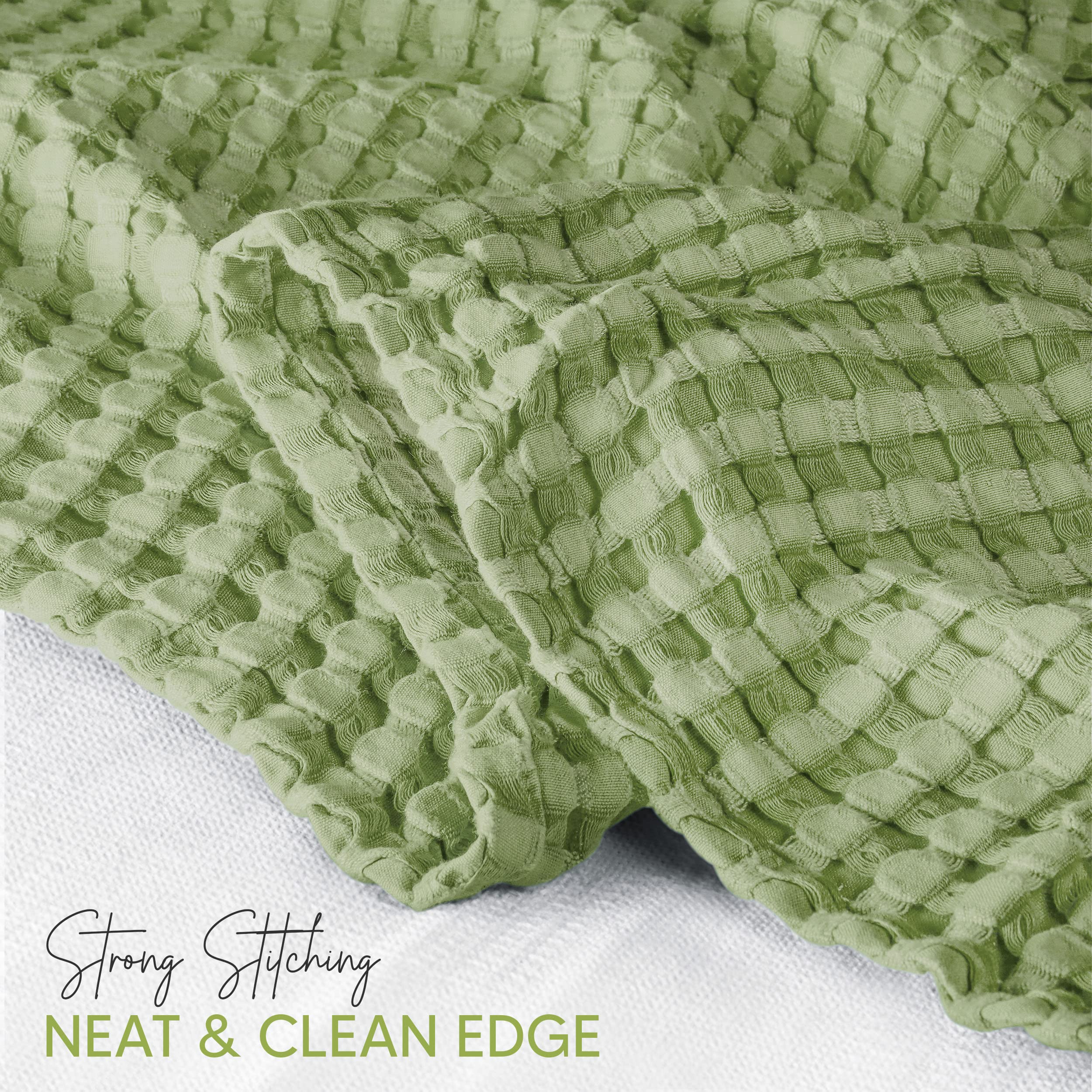 Foto 3 | Cobija Blanket Utopia Gofre Algodón Verde Salvia - Venta Internacional
