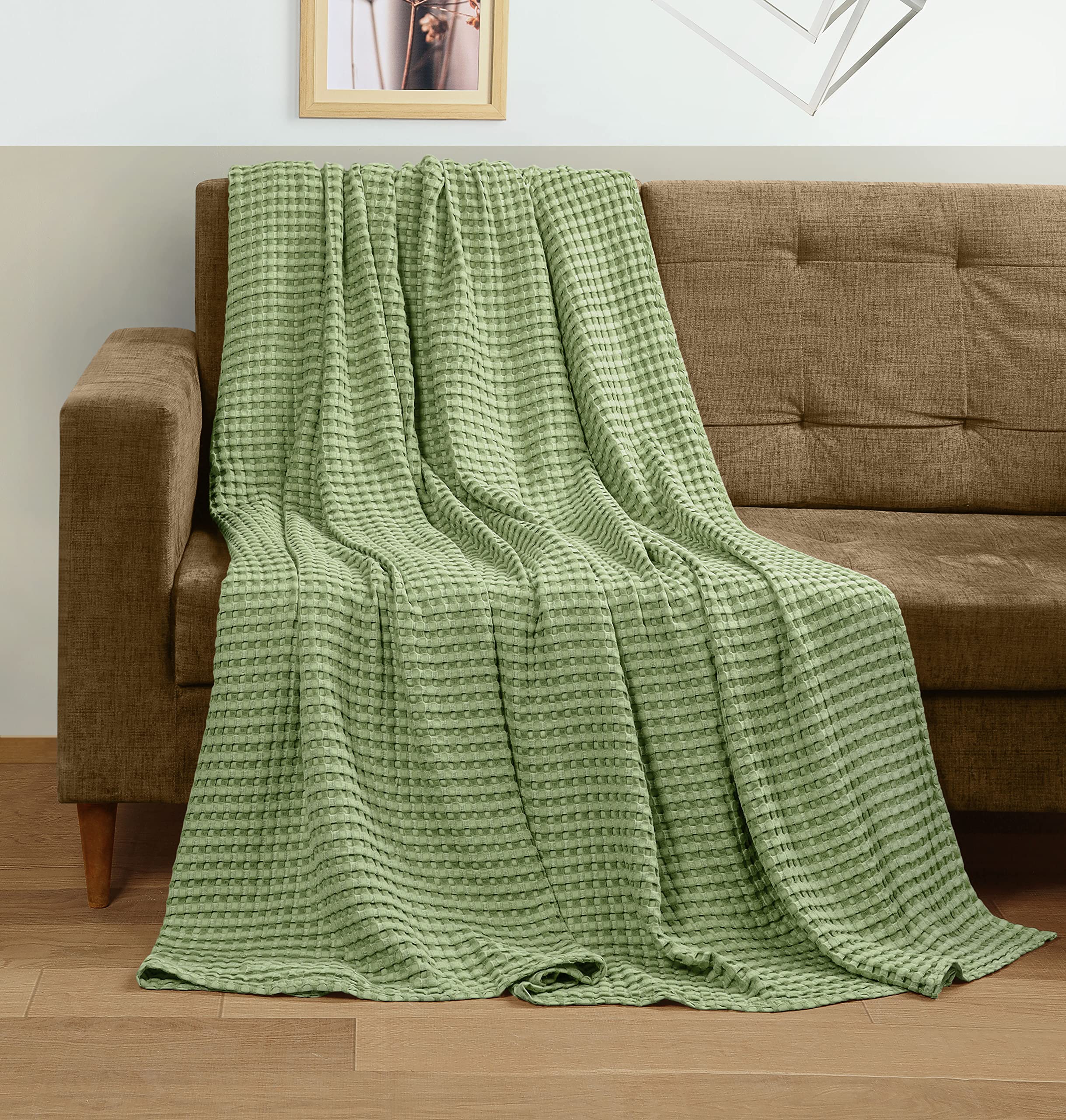 Foto 5 pulgar | Cobija Blanket Utopia Gofre Algodón Verde Salvia - Venta Internacional