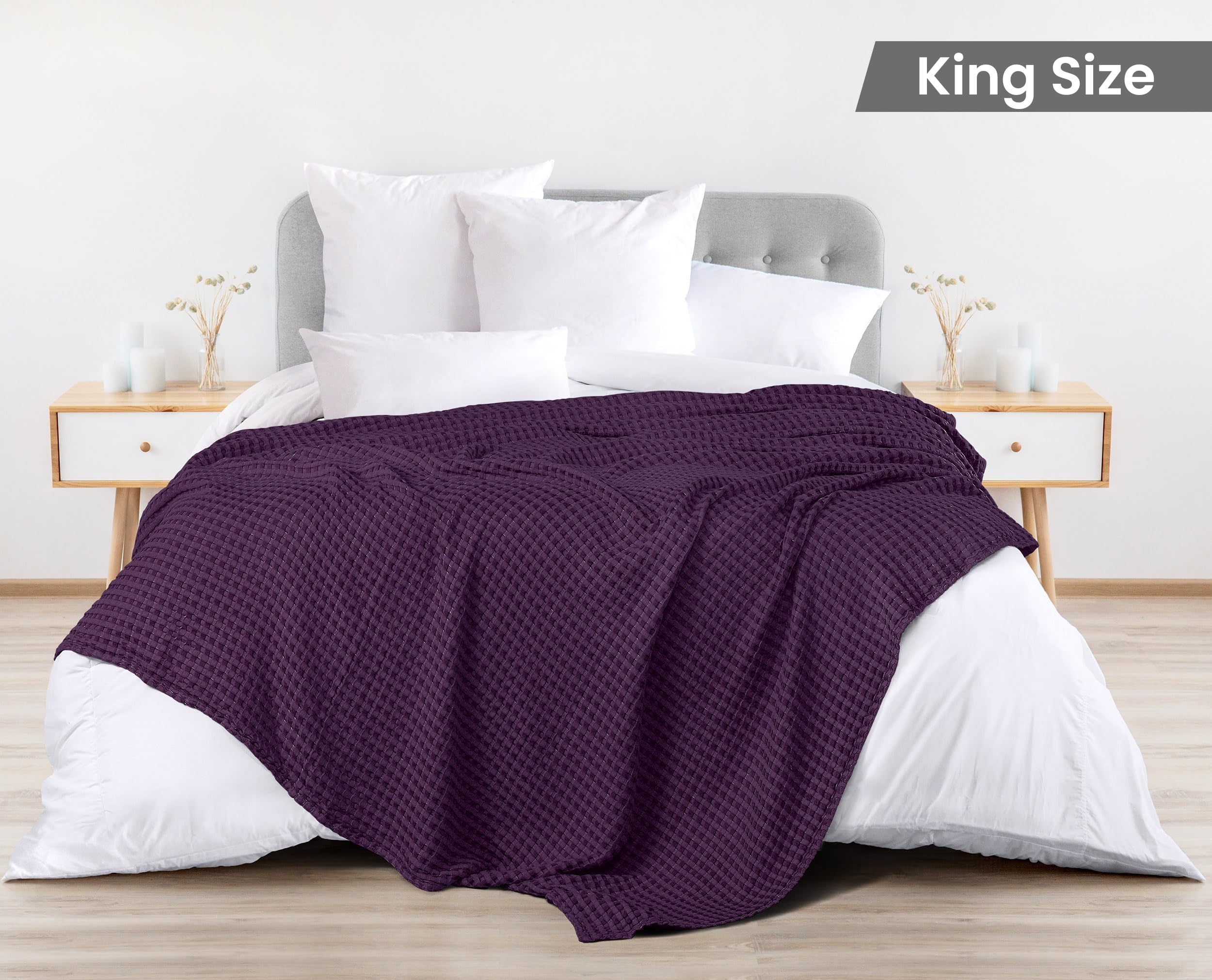 Foto 2 | Manta Utopia Bedding Violeta Algodón Gofre Tamaño King - Venta Internacional