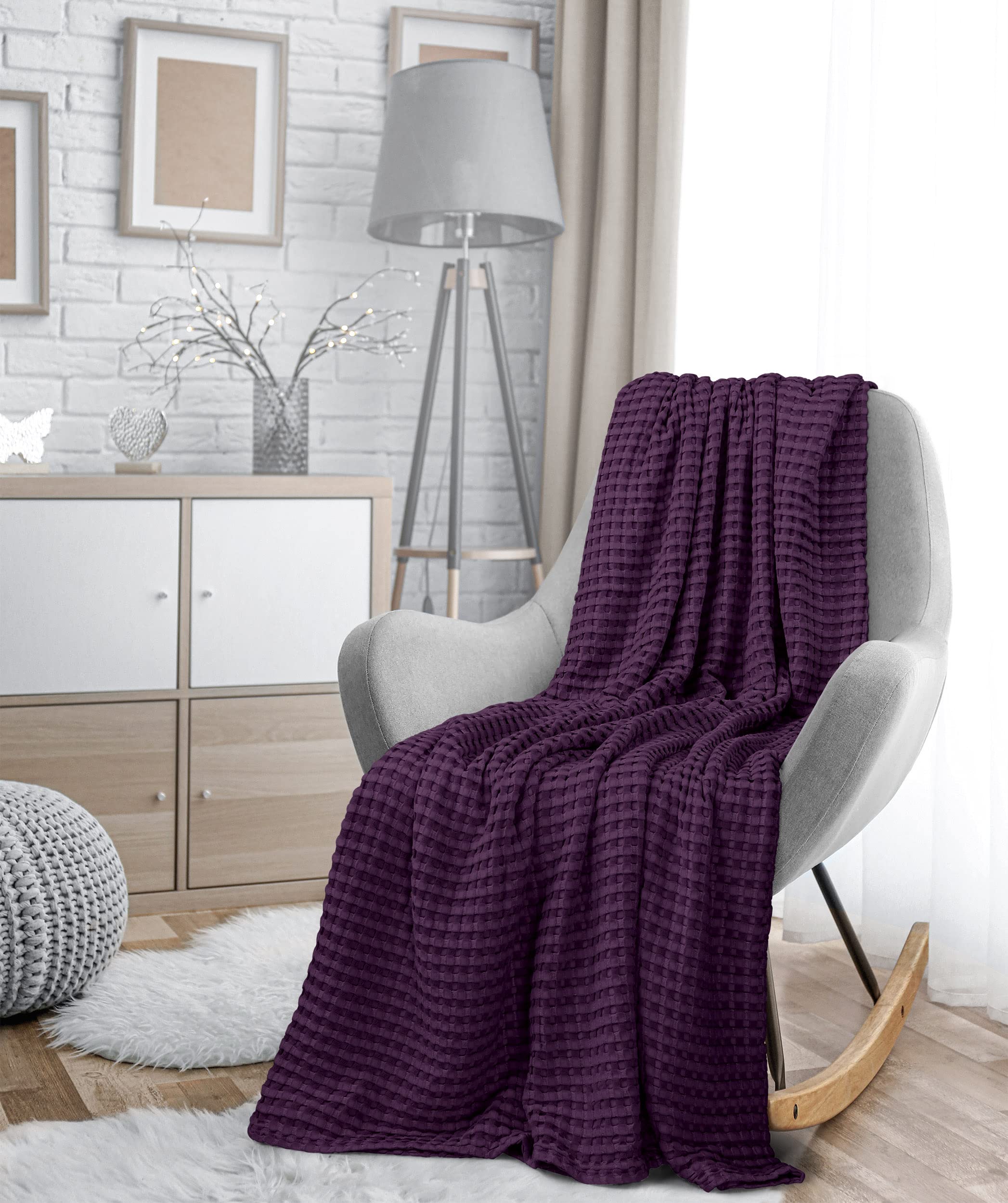 Foto 6 | Manta Utopia Bedding Violeta Algodón Gofre Tamaño King - Venta Internacional