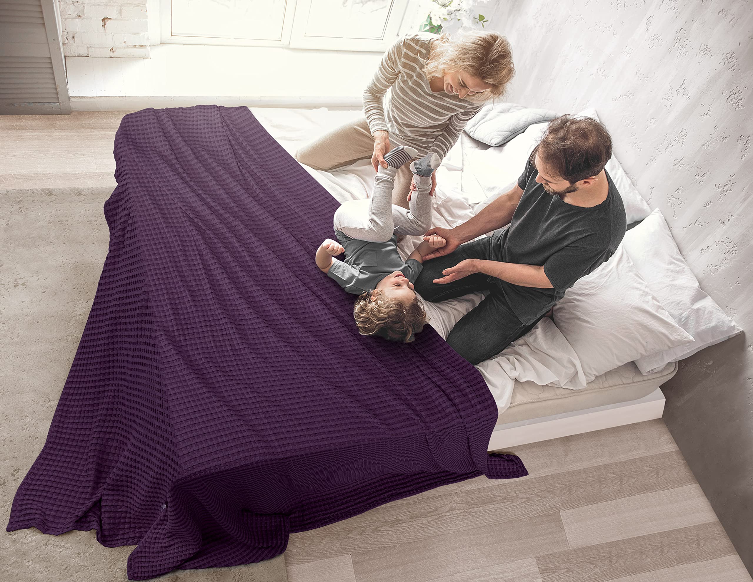 Foto 7 | Manta Utopia Bedding Violeta Algodón Gofre Tamaño King - Venta Internacional