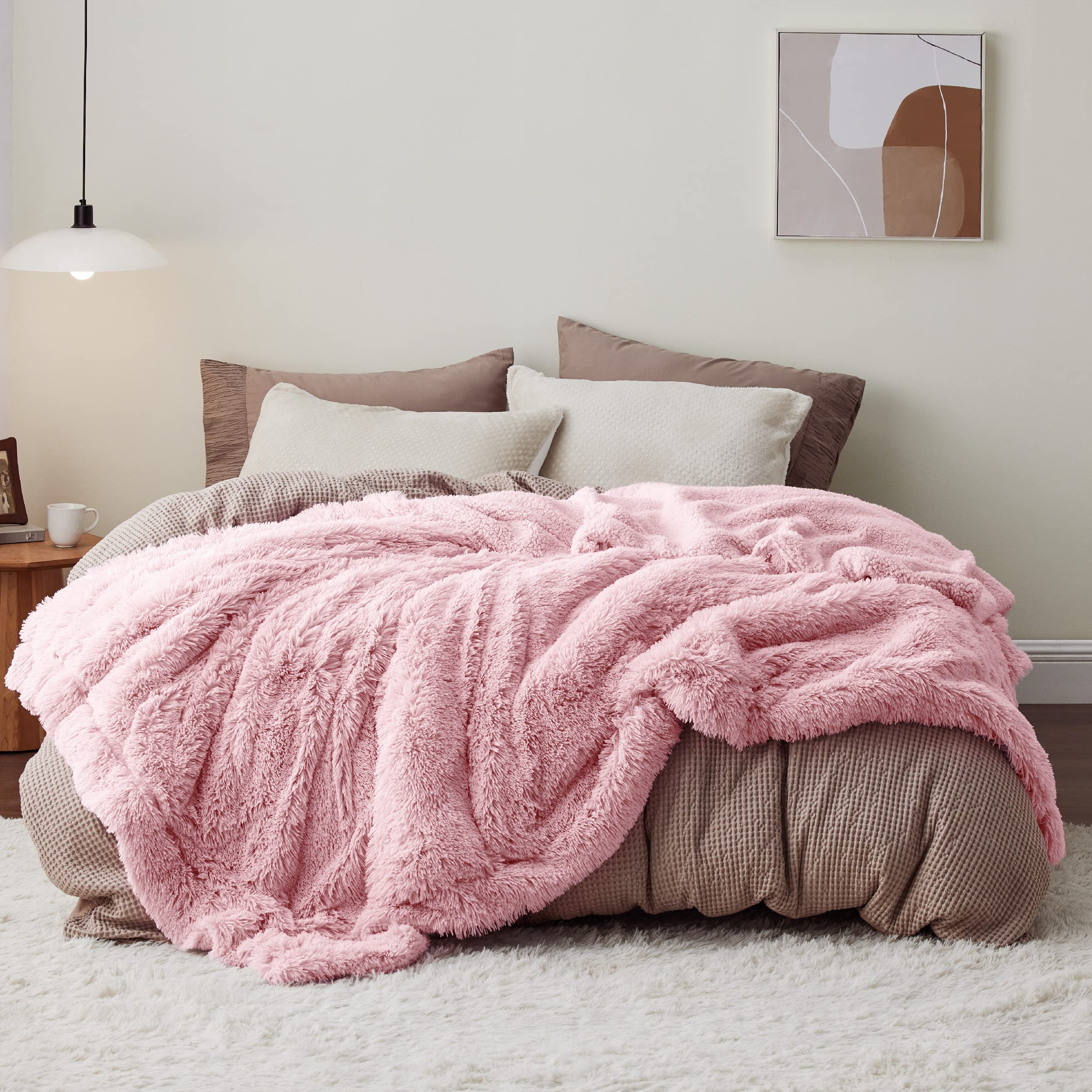 Manta De Cama De Color Rosa Suave, Tamaño King Size, Esponjosa Y Peluda Para Invierno - Venta Internacional.