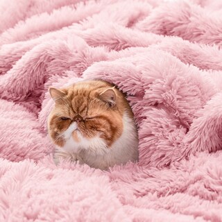 Foto 4 | Manta De Cama De Color Rosa Suave, Tamaño King Size, Esponjosa Y Peluda Para Invierno - Venta Internacional.
