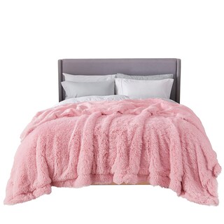 Foto 7 | Manta De Cama De Color Rosa Suave, Tamaño King Size, Esponjosa Y Peluda Para Invierno - Venta Internacional.