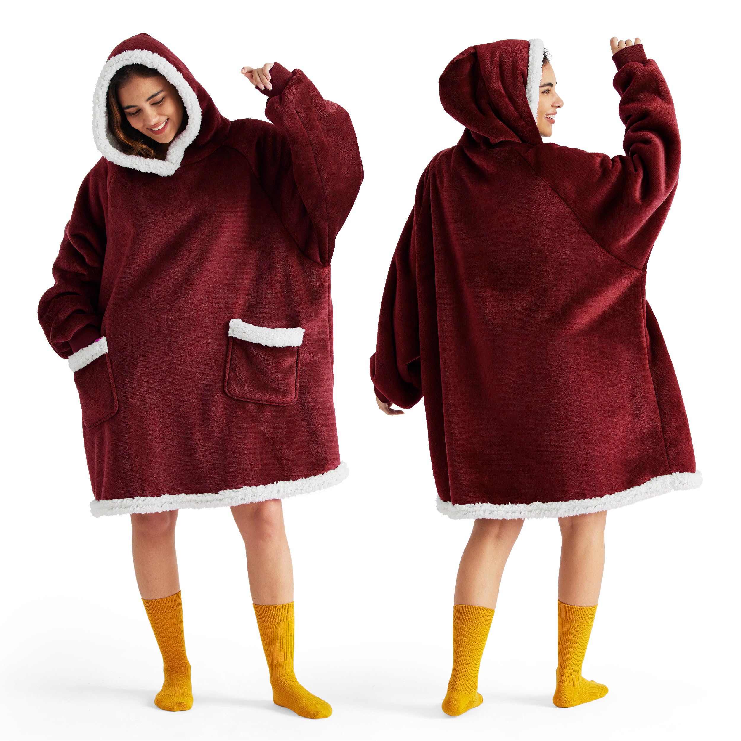Colcha Con Capucha Para Adultos Y Niños, Color Burdeos (s) - Venta Internacional.
