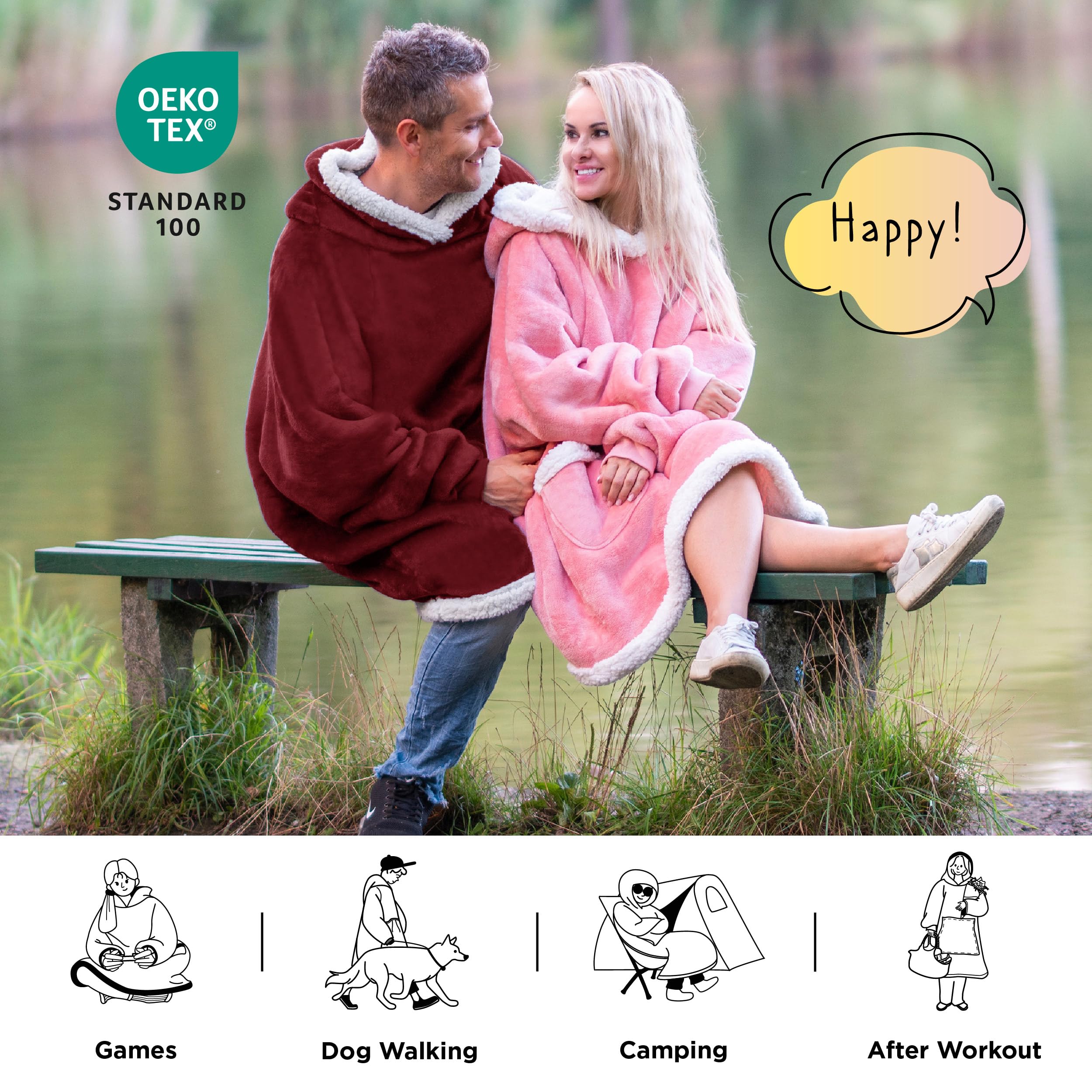 Foto 6 pulgar | Colcha Con Capucha Para Adultos Y Niños, Color Burdeos (s) - Venta Internacional.