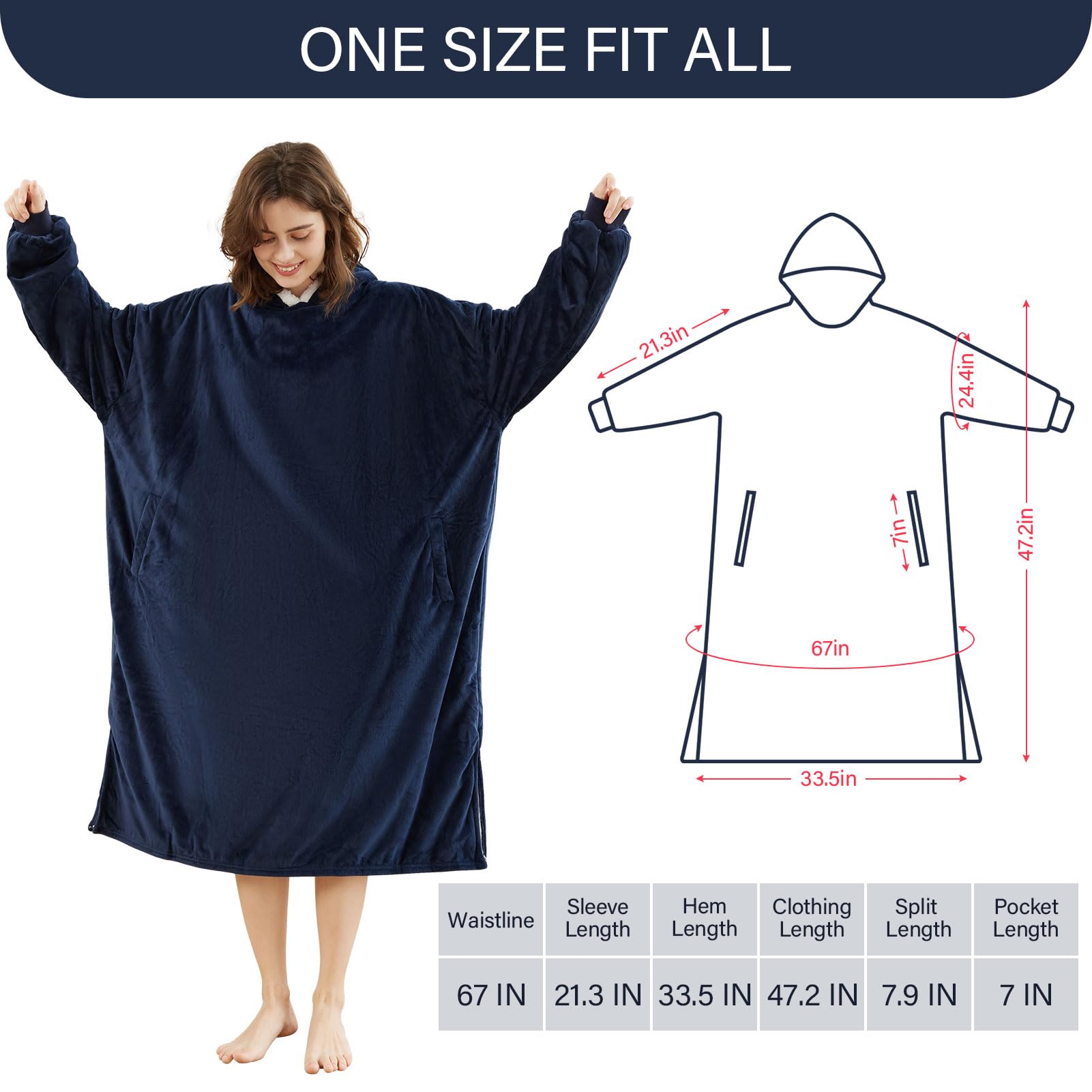 Foto 3 | Sudadera Con Capucha Letsfunny, Forro Polar Sherpa De Gran Tamaño, Talla Única - Venta Internacional.