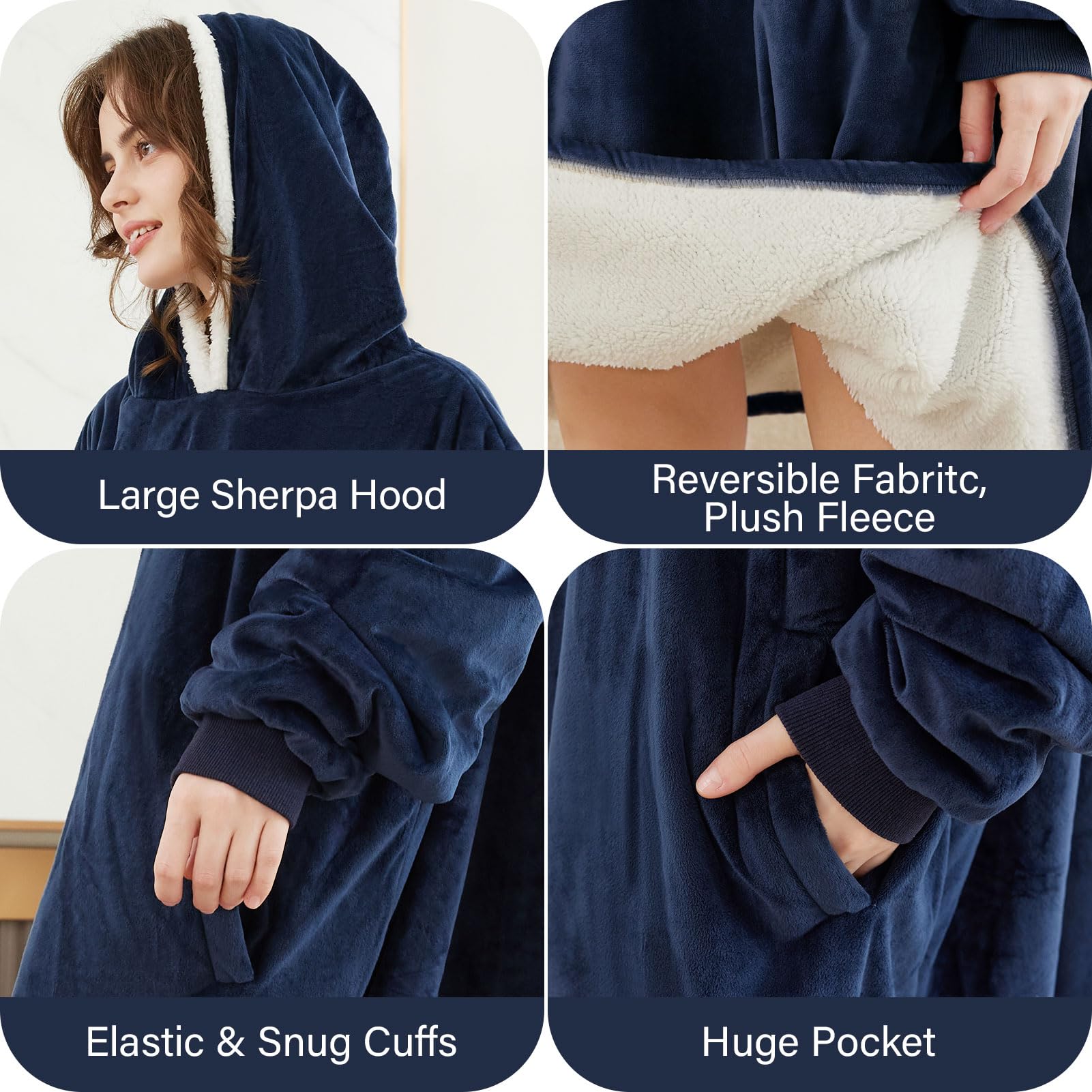 Foto 5 pulgar | Sudadera Con Capucha Letsfunny, Forro Polar Sherpa De Gran Tamaño, Talla Única - Venta Internacional.