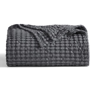 Foto 1 | Manta Bedsure Cooling Waffle De Algodón, Tamaño Twin Xl, Color Gris Oscuro - Venta Internacional.