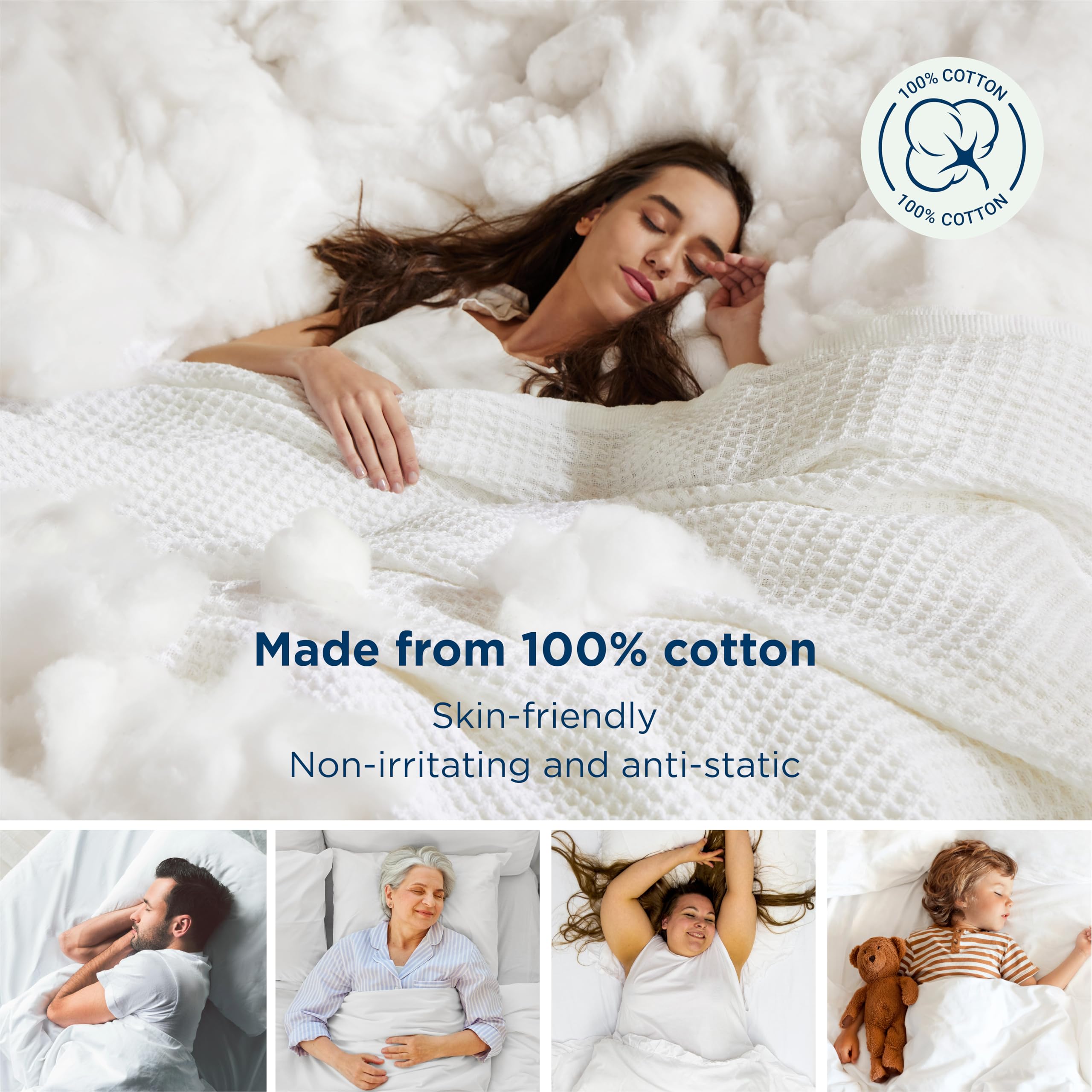 Foto 2 | Manta Para Cama, 100% Algodón, Tejido Gofrado, Tamaño King, Color Blanco - Venta Internacional.