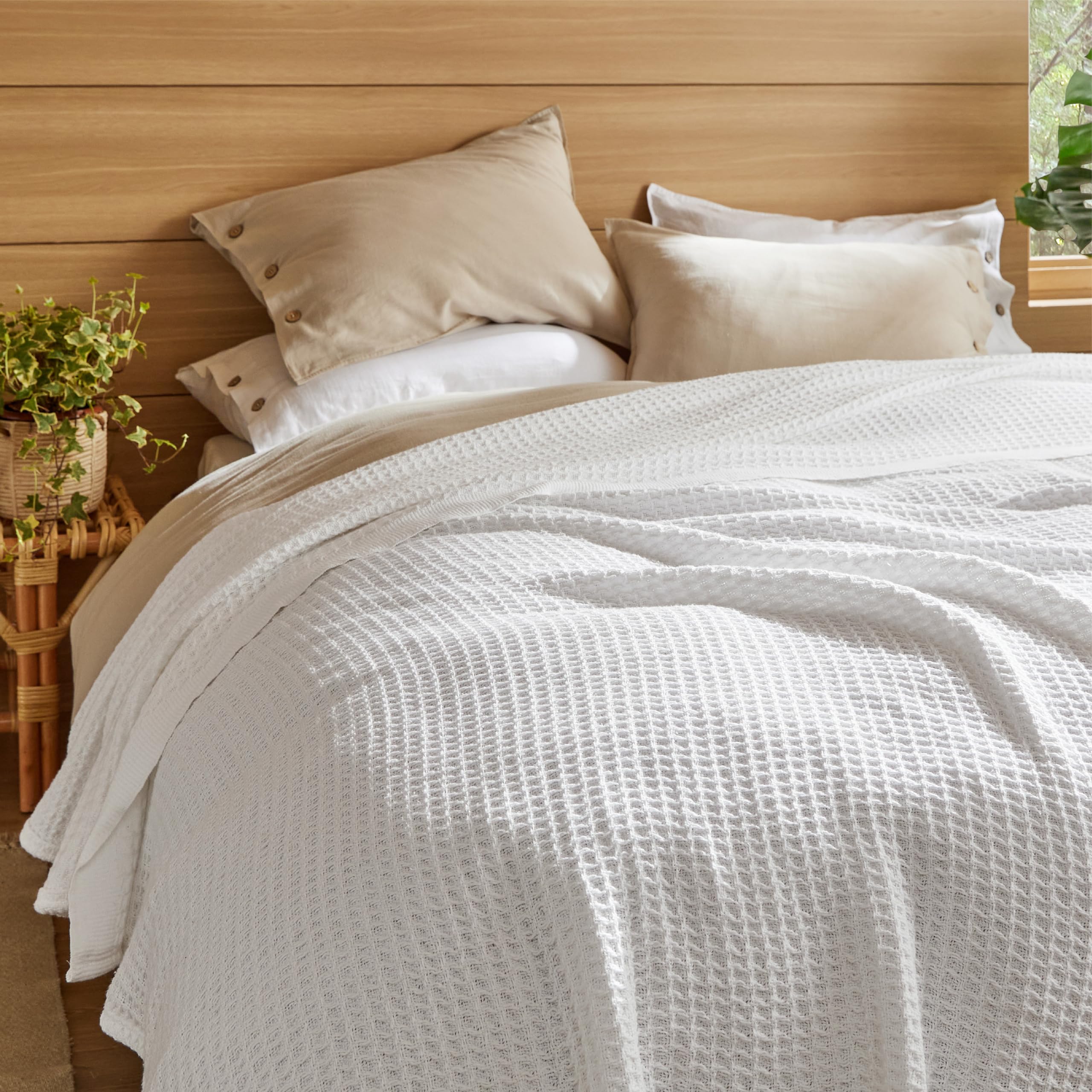 Foto 7 pulgar | Manta Para Cama, 100% Algodón, Tejido Gofrado, Tamaño King, Color Blanco - Venta Internacional.