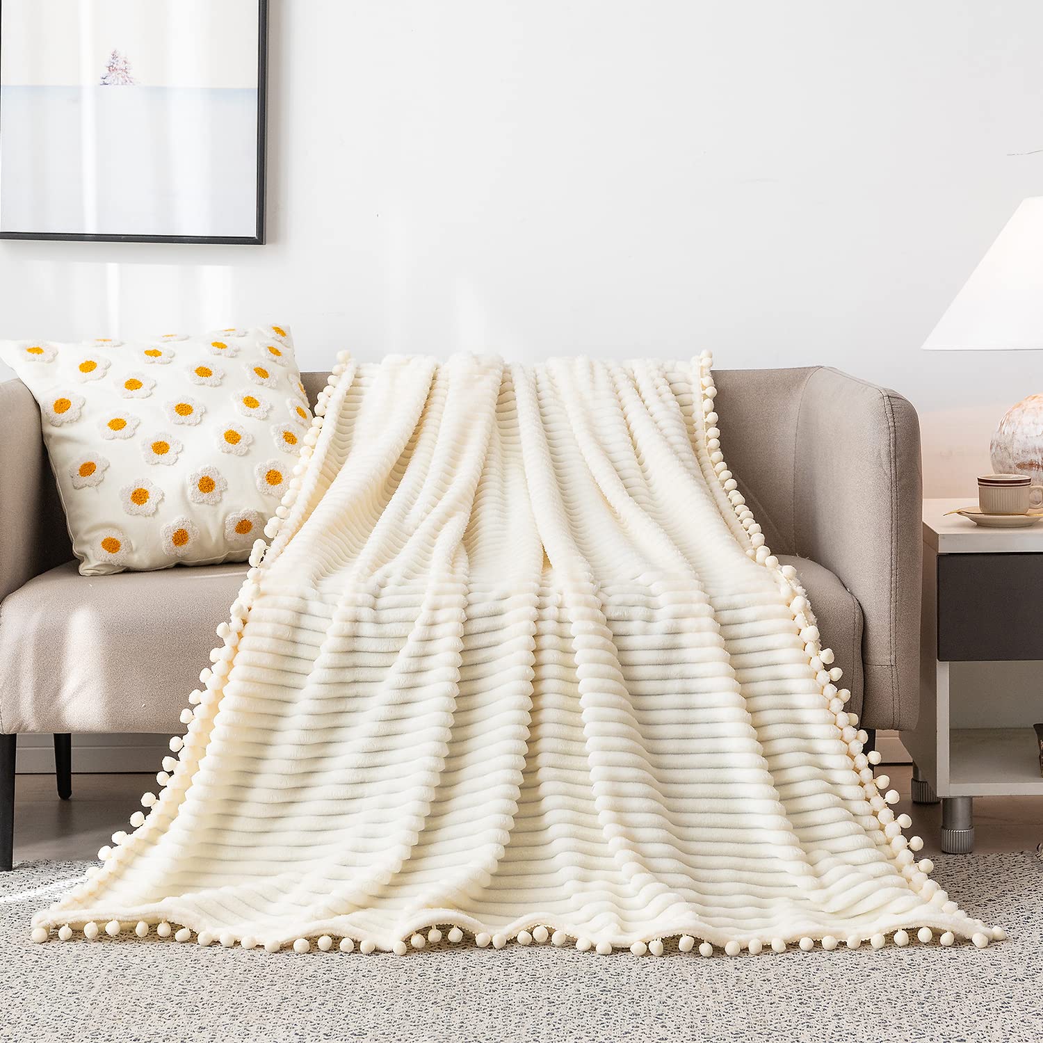 Foto 3 pulgar | Manta Polar Dissa De 130 X 160 Cm, Color Beige, Suave Felpa - Venta Internacional.