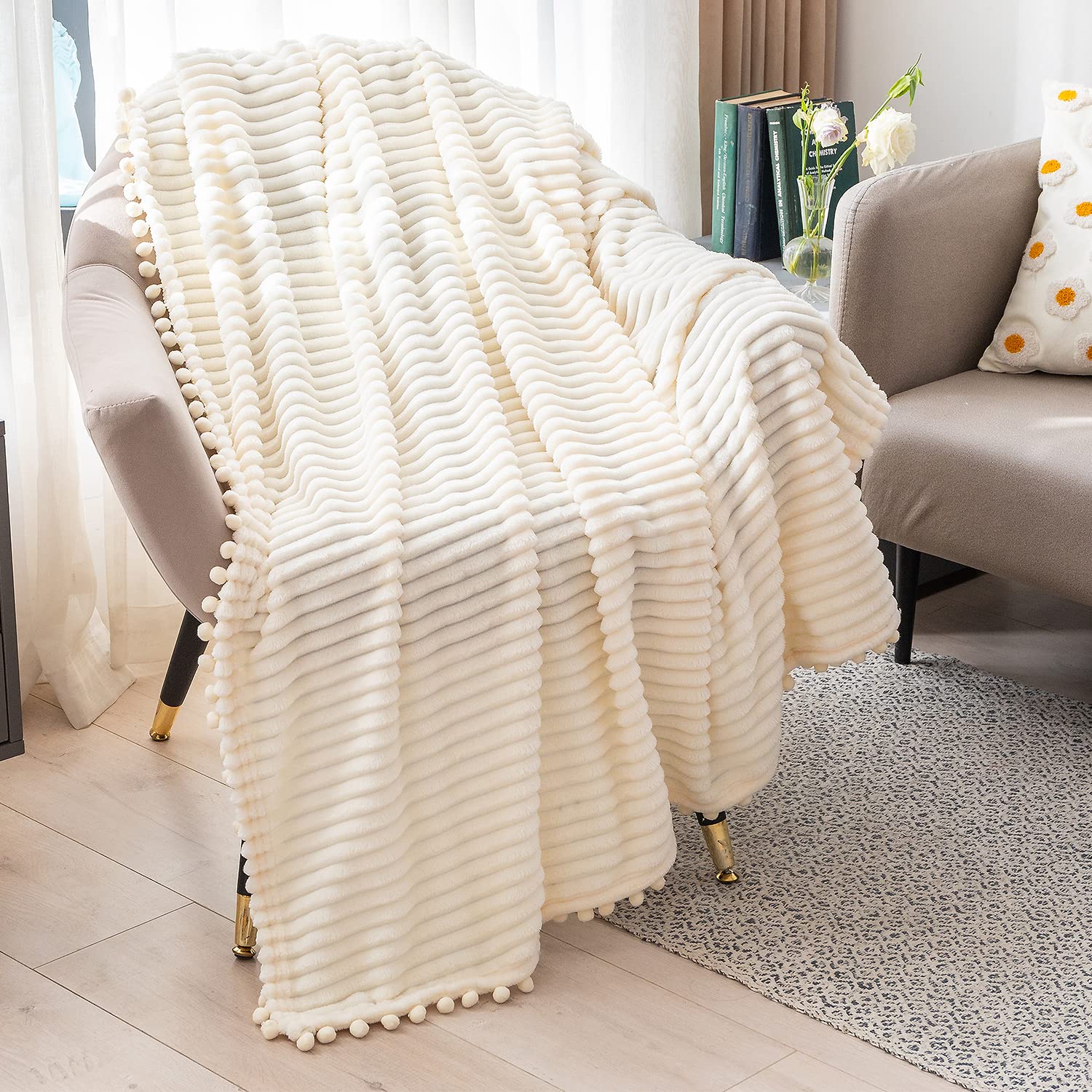 Foto 5 pulgar | Manta Polar Dissa De 130 X 160 Cm, Color Beige, Suave Felpa - Venta Internacional.