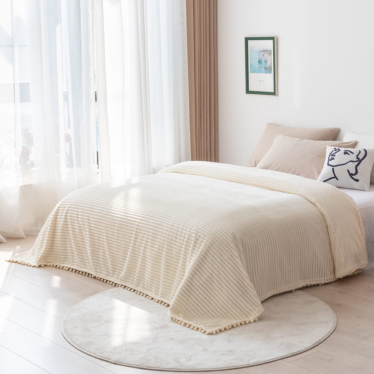 Foto 6 pulgar | Manta Polar Dissa De 130 X 160 Cm, Color Beige, Suave Felpa - Venta Internacional.