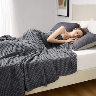 Foto 4 | Manta Bedsure Cooling Waffle King De Algodón, Color Gris Oscuro, 264 X 229 Cm - Venta Internacional.