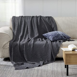 Foto 5 | Manta Bedsure Cooling Waffle King De Algodón, Color Gris Oscuro, 264 X 229 Cm - Venta Internacional.