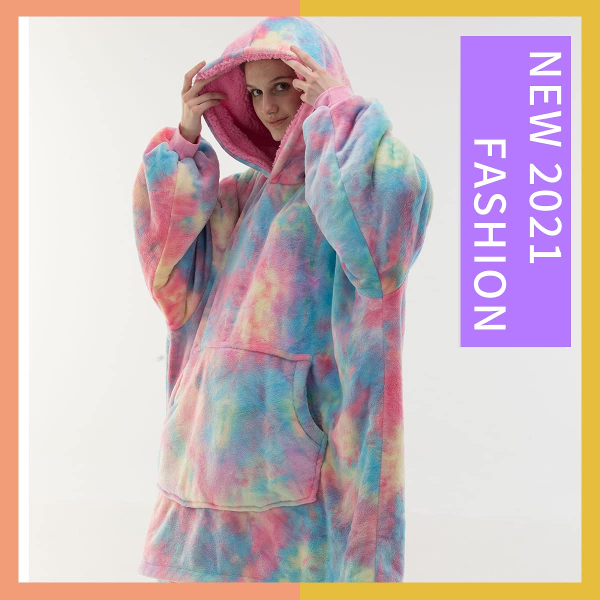 Foto 3 pulgar | Manta Portátil Cosusket Para Adulto, Sudadera Con Capucha Teñida Anudada, Superacogedora - Venta Internacional.