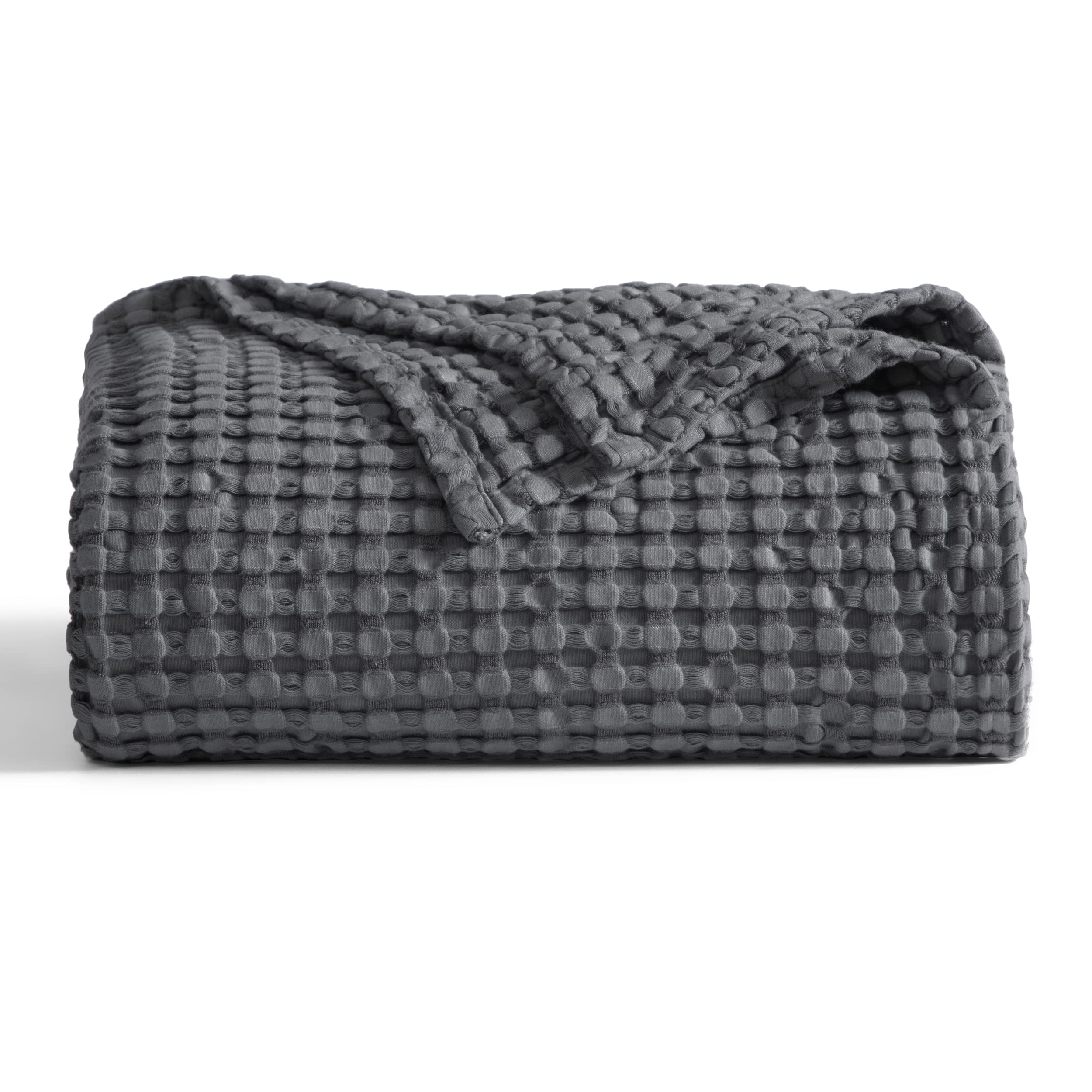 Foto 3 pulgar | Blanket Bedsure Cooling Cooling Waffle De Algodón, Tamaño Completo, Gris Oscuro - Venta Internacional.