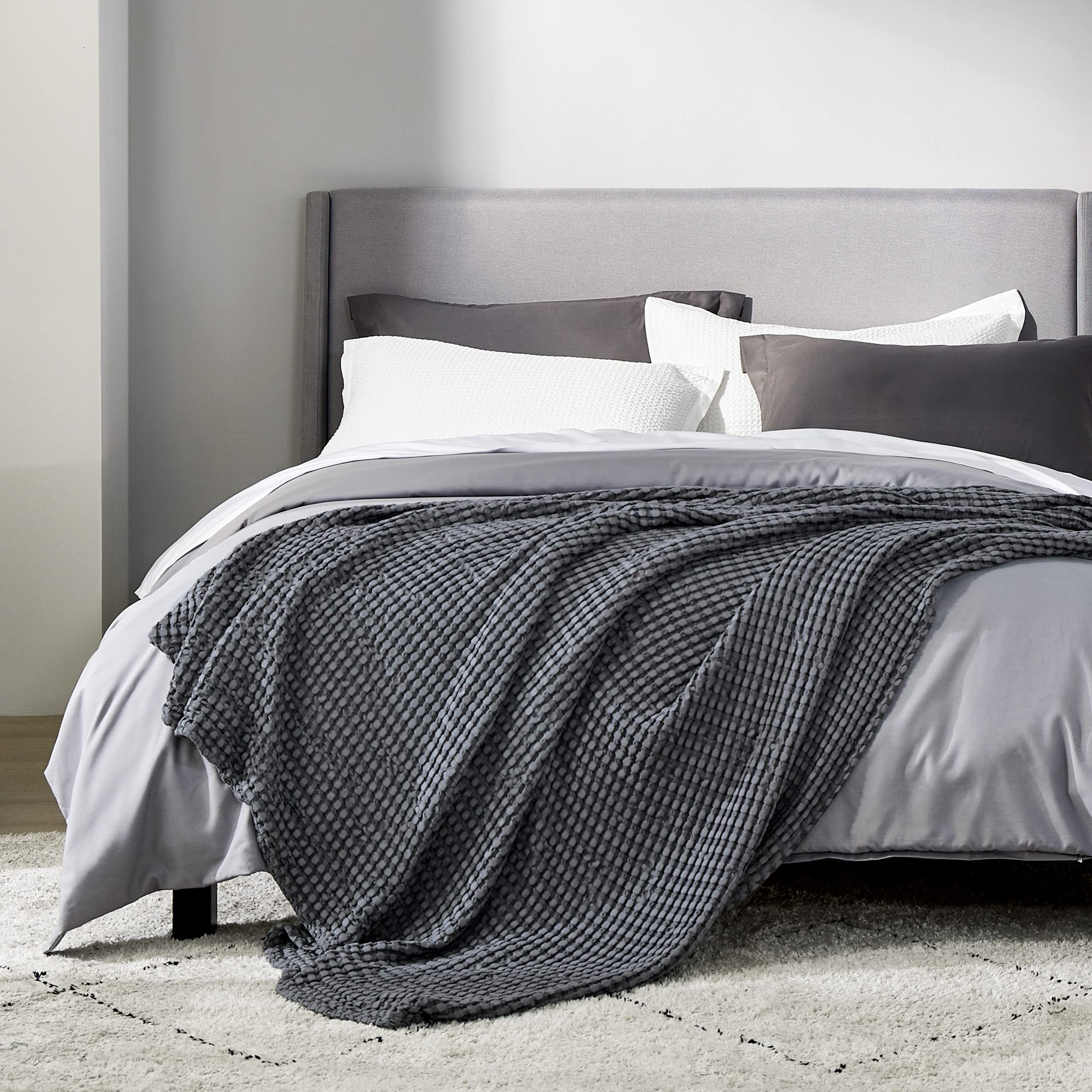 Foto 4 pulgar | Blanket Bedsure Cooling Cooling Waffle De Algodón, Tamaño Completo, Gris Oscuro - Venta Internacional.
