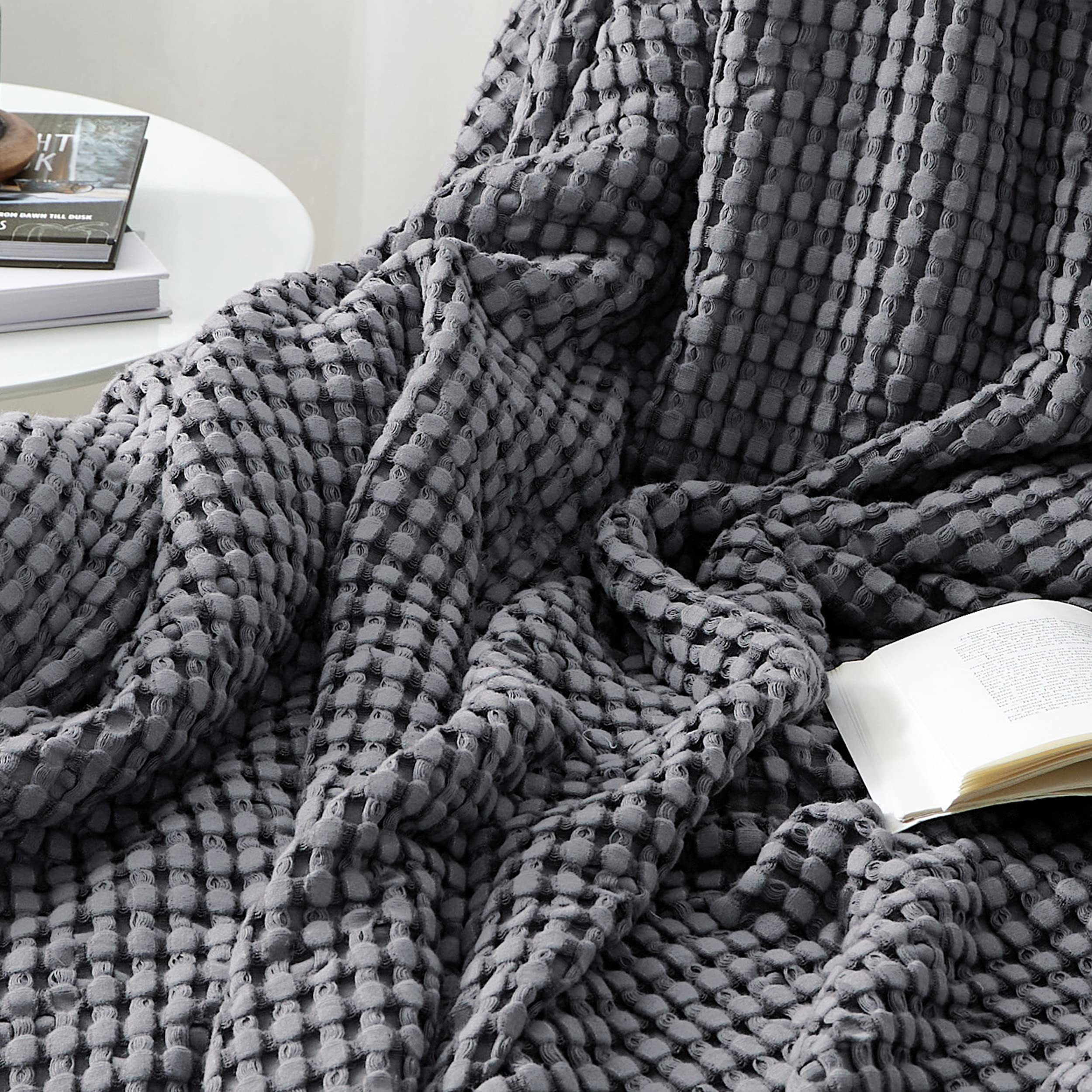 Foto 7 pulgar | Blanket Bedsure Cooling Cooling Waffle De Algodón, Tamaño Completo, Gris Oscuro - Venta Internacional.