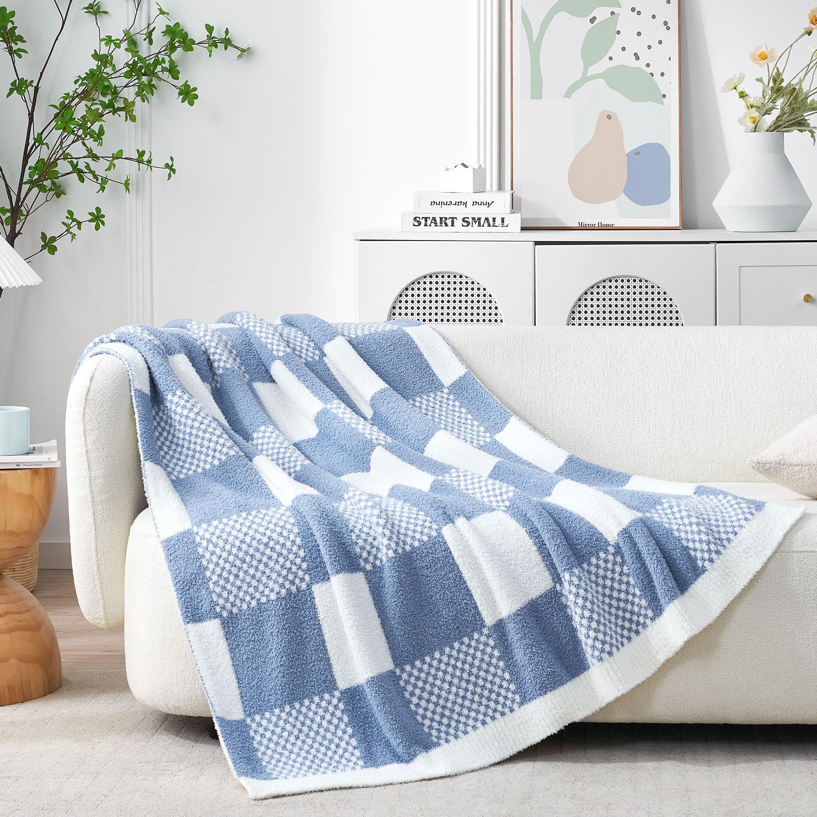Foto 1 | Manta Snuggle Sac De Microfibra Azul A Cuadros, 150 X 200 Cm - Venta Internacional.